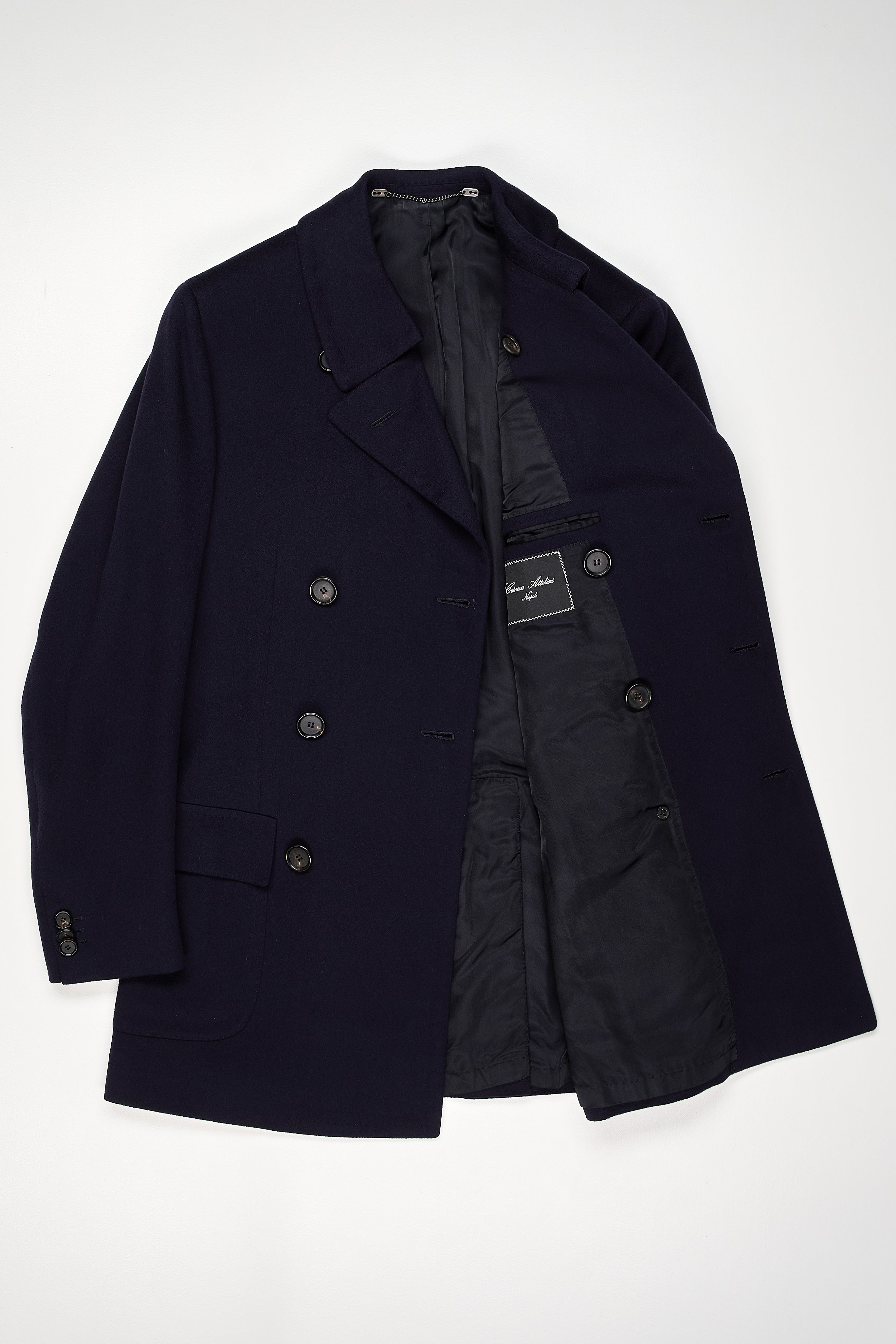 Cesare Attolini Navy Cashmere Pea Coat