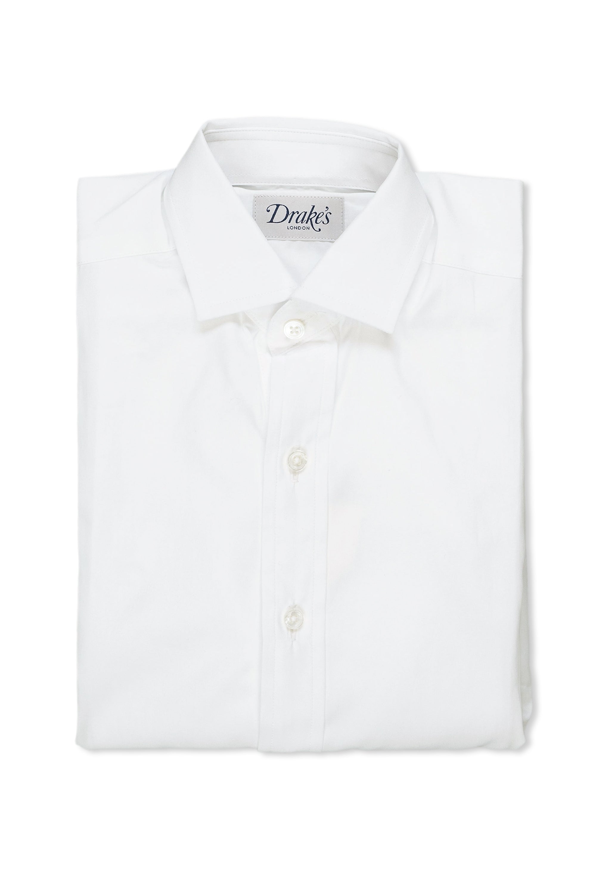 Drake's Boy's White Poplin Spread Collar Shirt