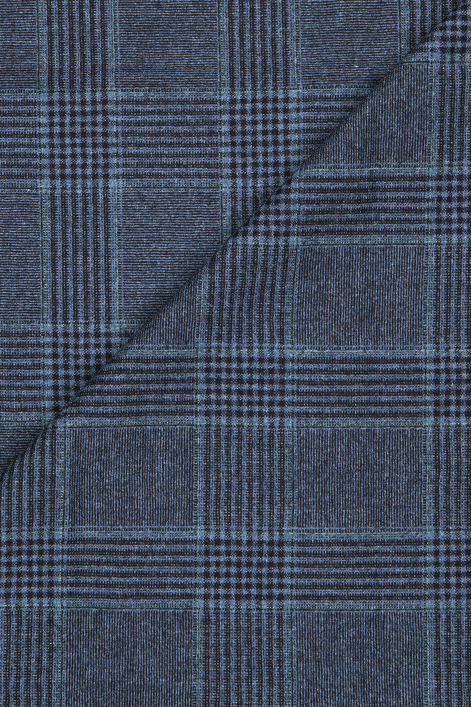 Vitale Barberis Canonico Blue/Navy/Teal Check Virgin Wool Cloth - 2m