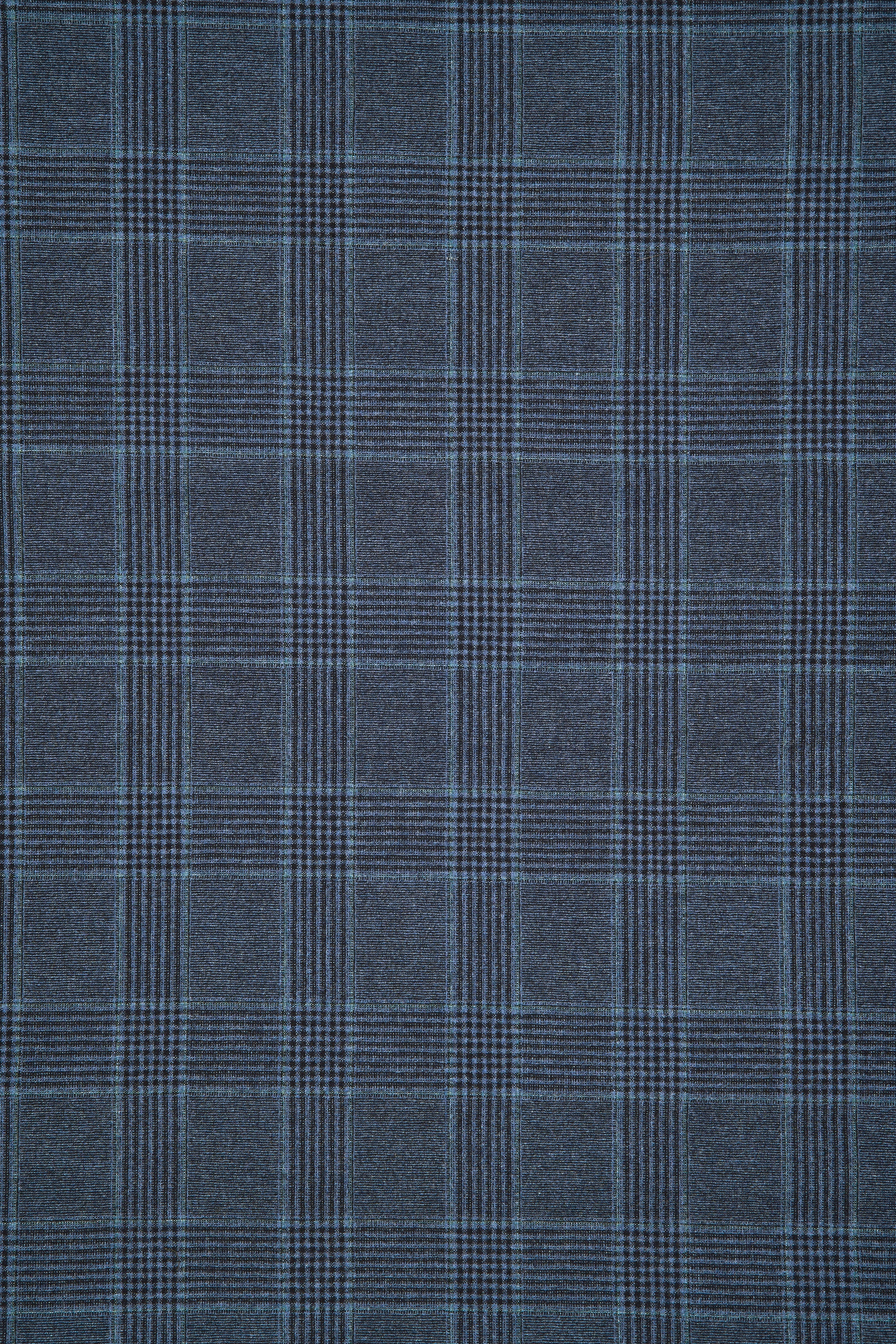 Vitale Barberis Canonico Blue/Navy/Teal Check Virgin Wool Cloth - 2m