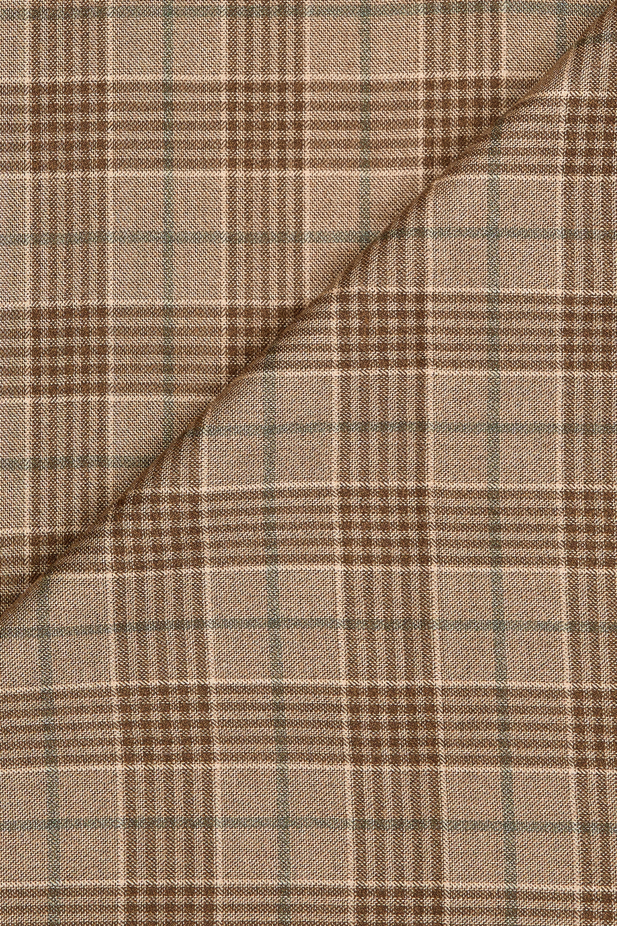 Carlo Barbera Brown with Green Check Cashmere Cloth - 2m