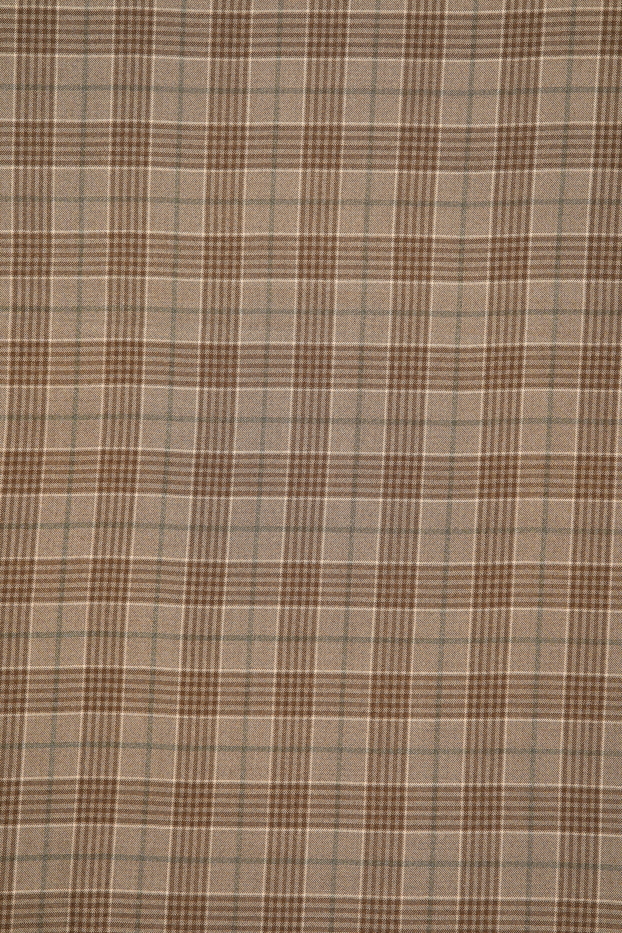 Carlo Barbera Brown with Green Check Cashmere Cloth - 2m