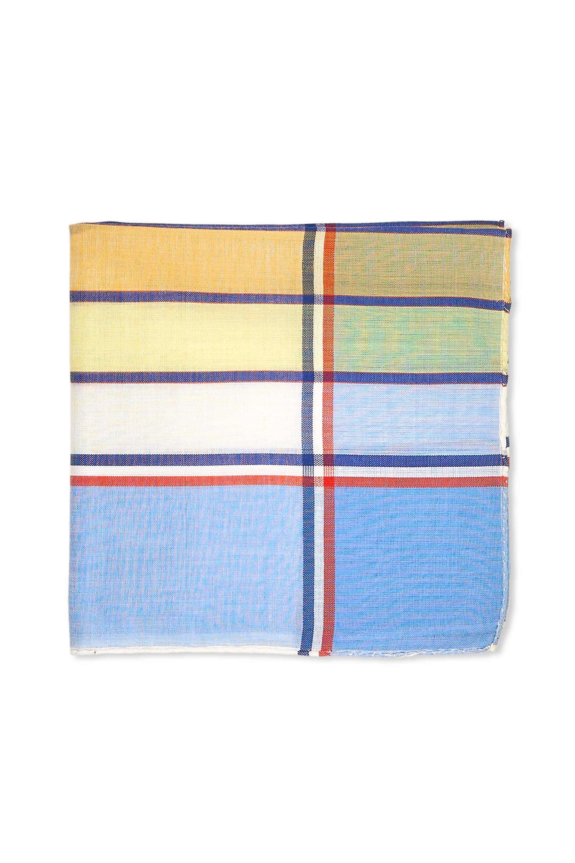 Simonnot Godard Boston Blue Cotton Pocket Square