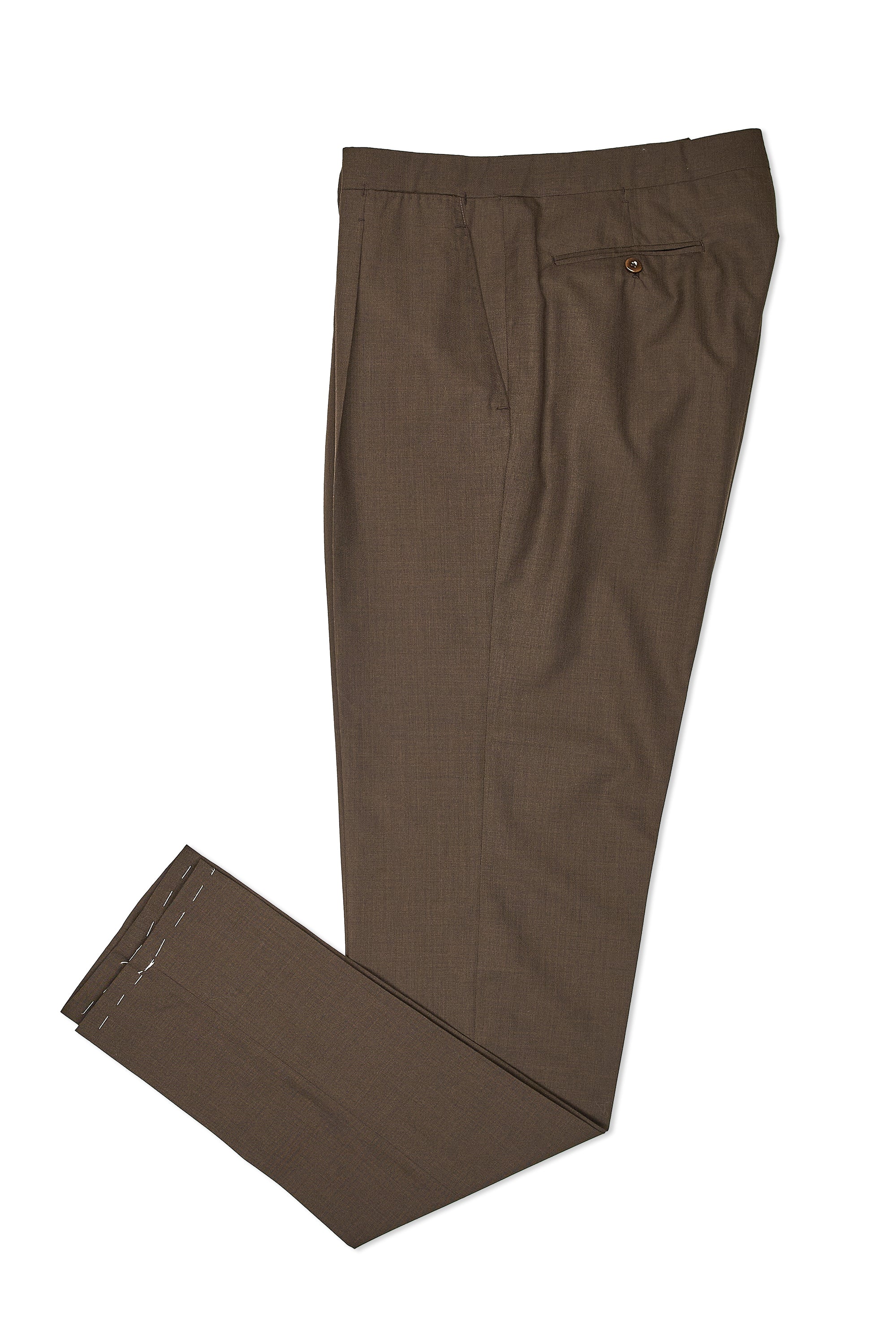 Ambrosi H&S 2619040 Dark Brown Wool Single Pleat Trousers