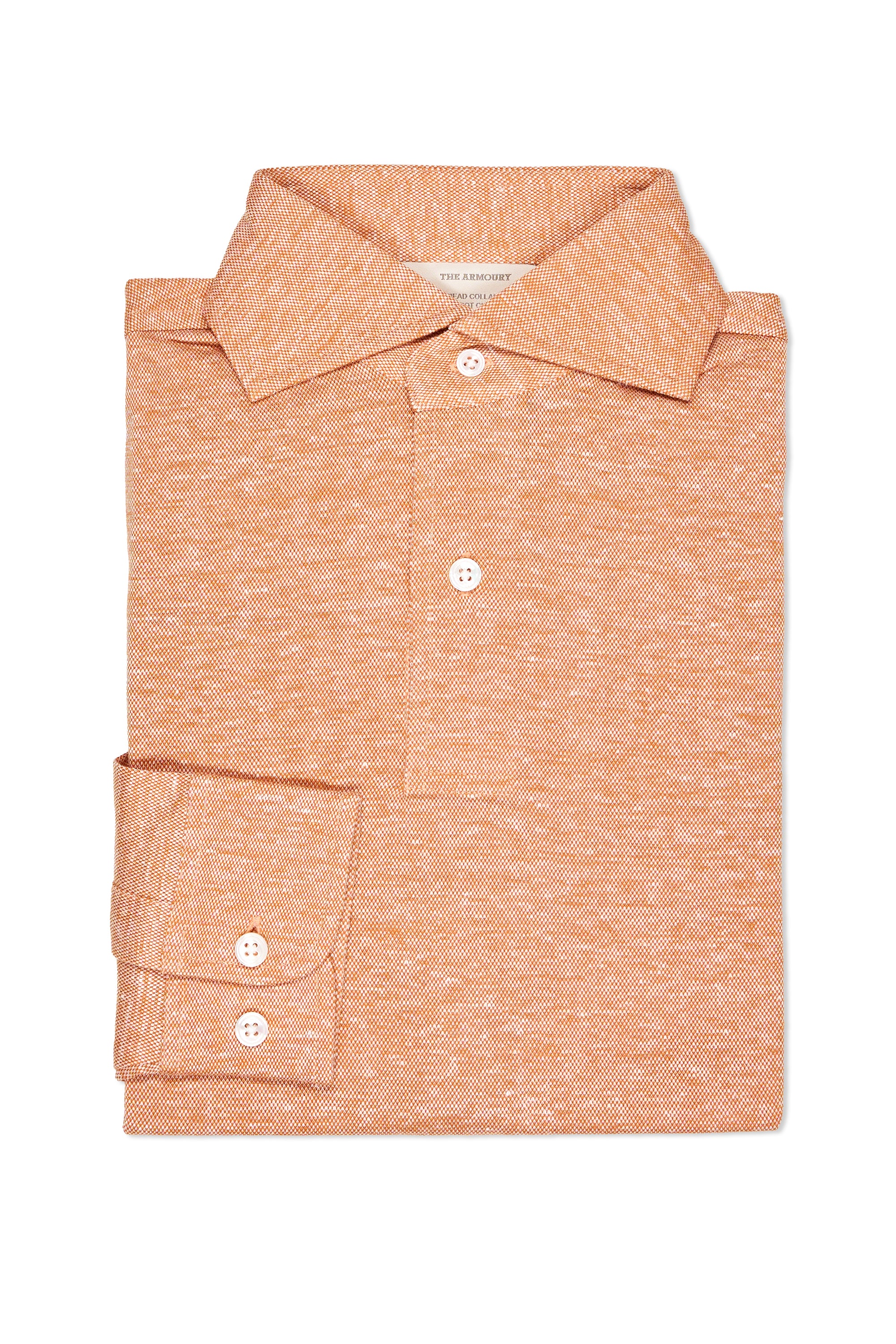 The Armoury Persimmon Cotton/Linen Long Sleeve Spread Collar Polo