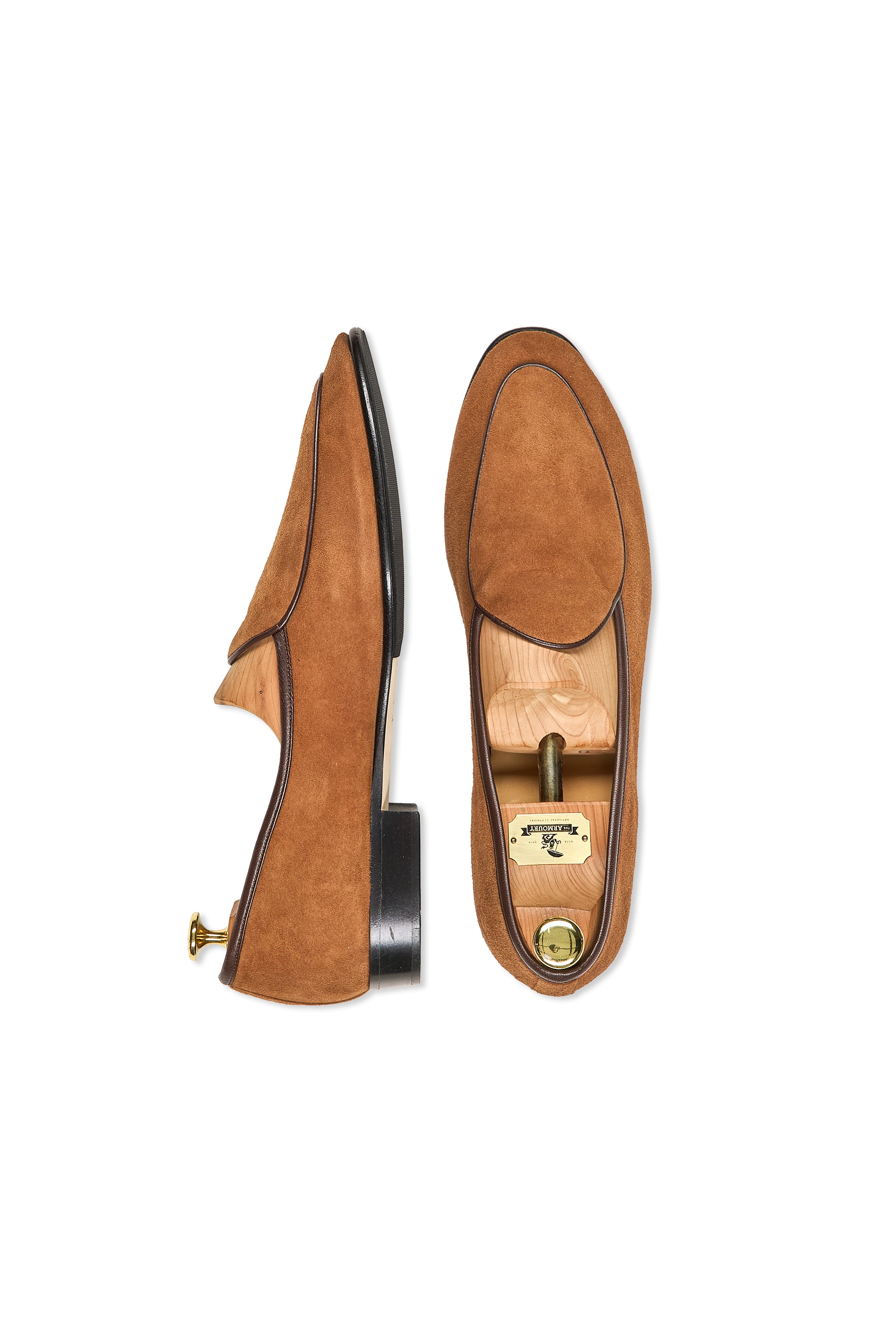 Baudoin & Lange Tan Suede Sagan Lamb Plain Loafers