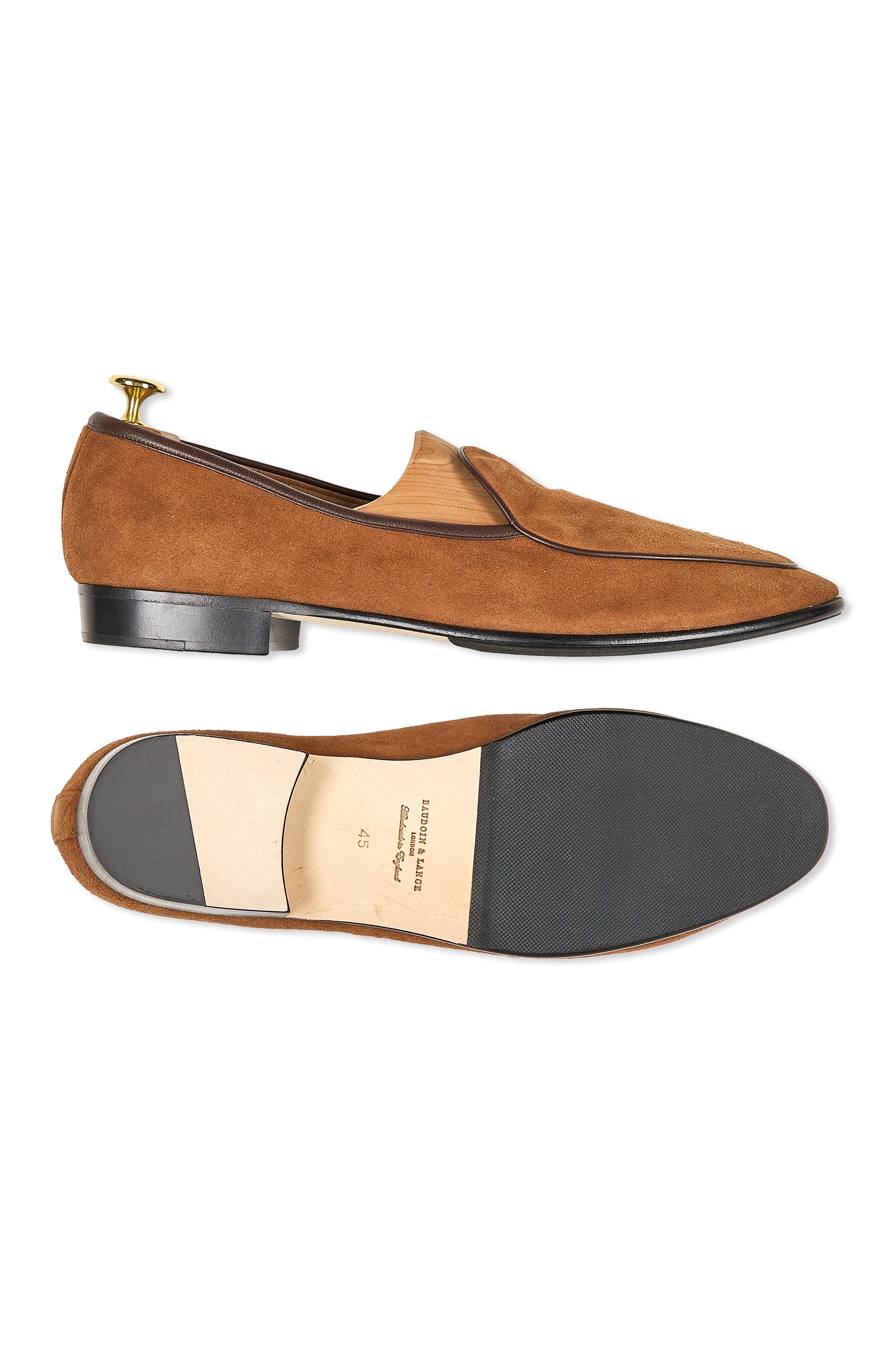 Baudoin & Lange Tan Suede Sagan Lamb Plain Loafers
