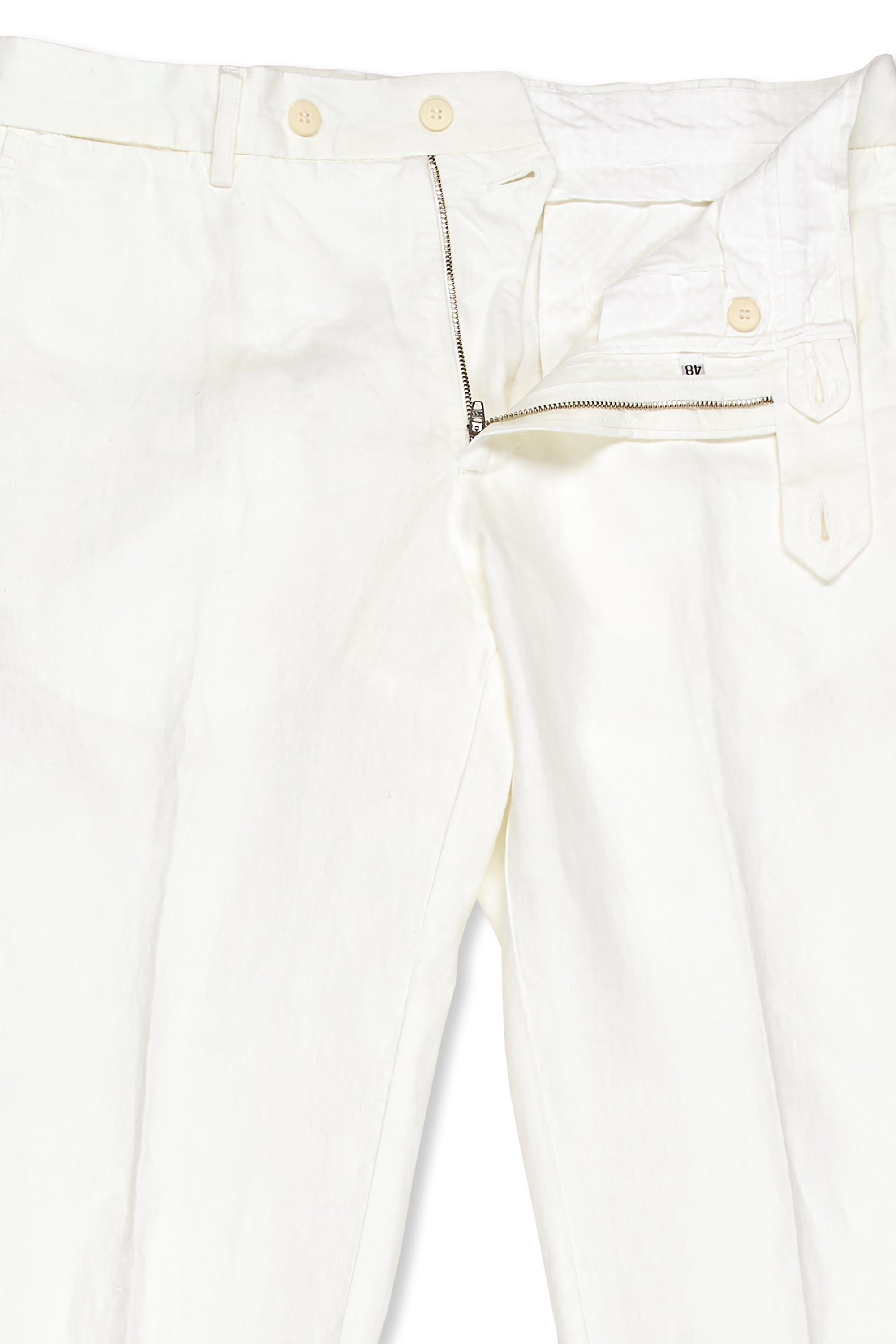 Rota White Linen Flat Front Trousers *sample*