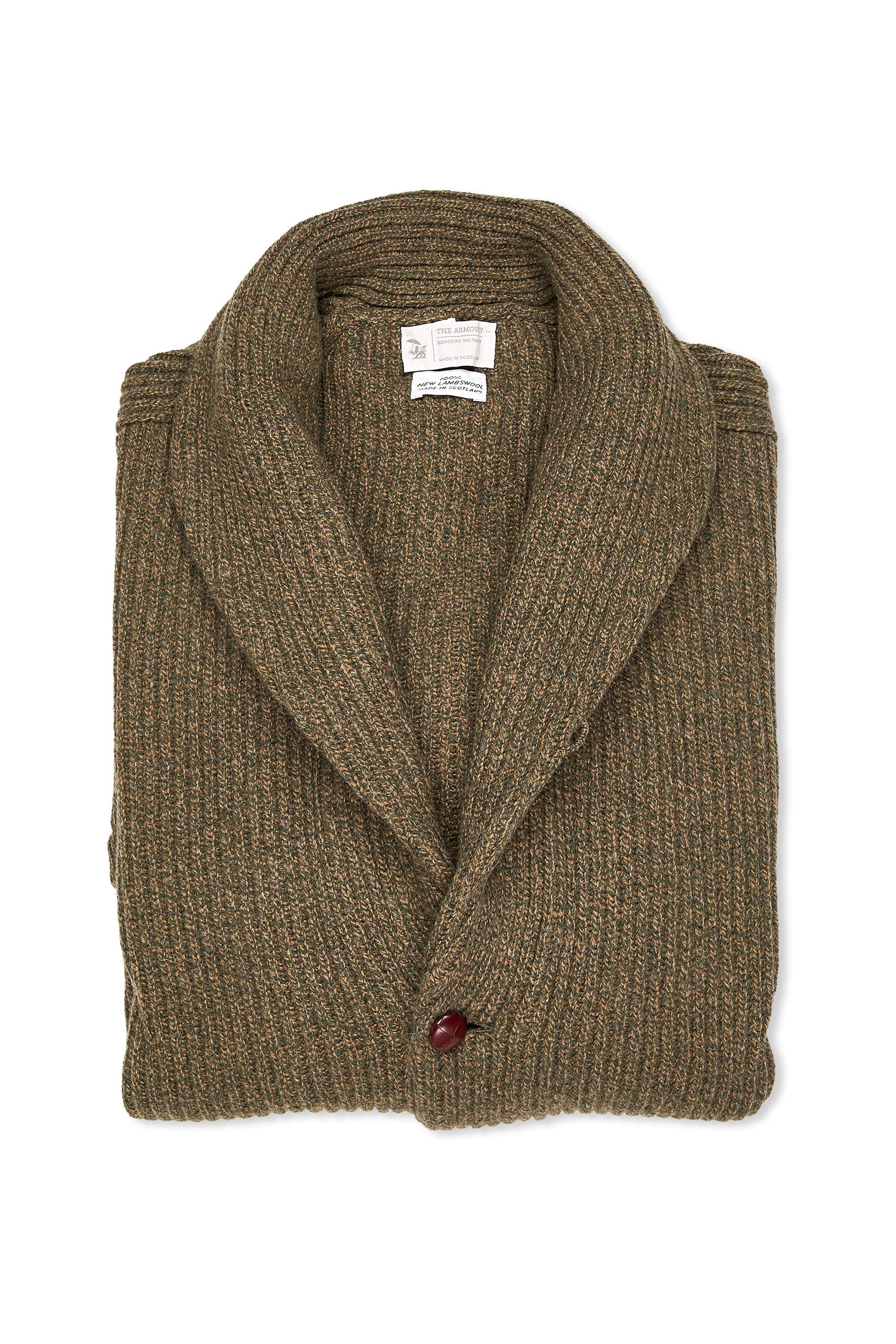 The Armoury Rosemary/Driftwood 4-ply Lambswool Shawl Collar Cardigan