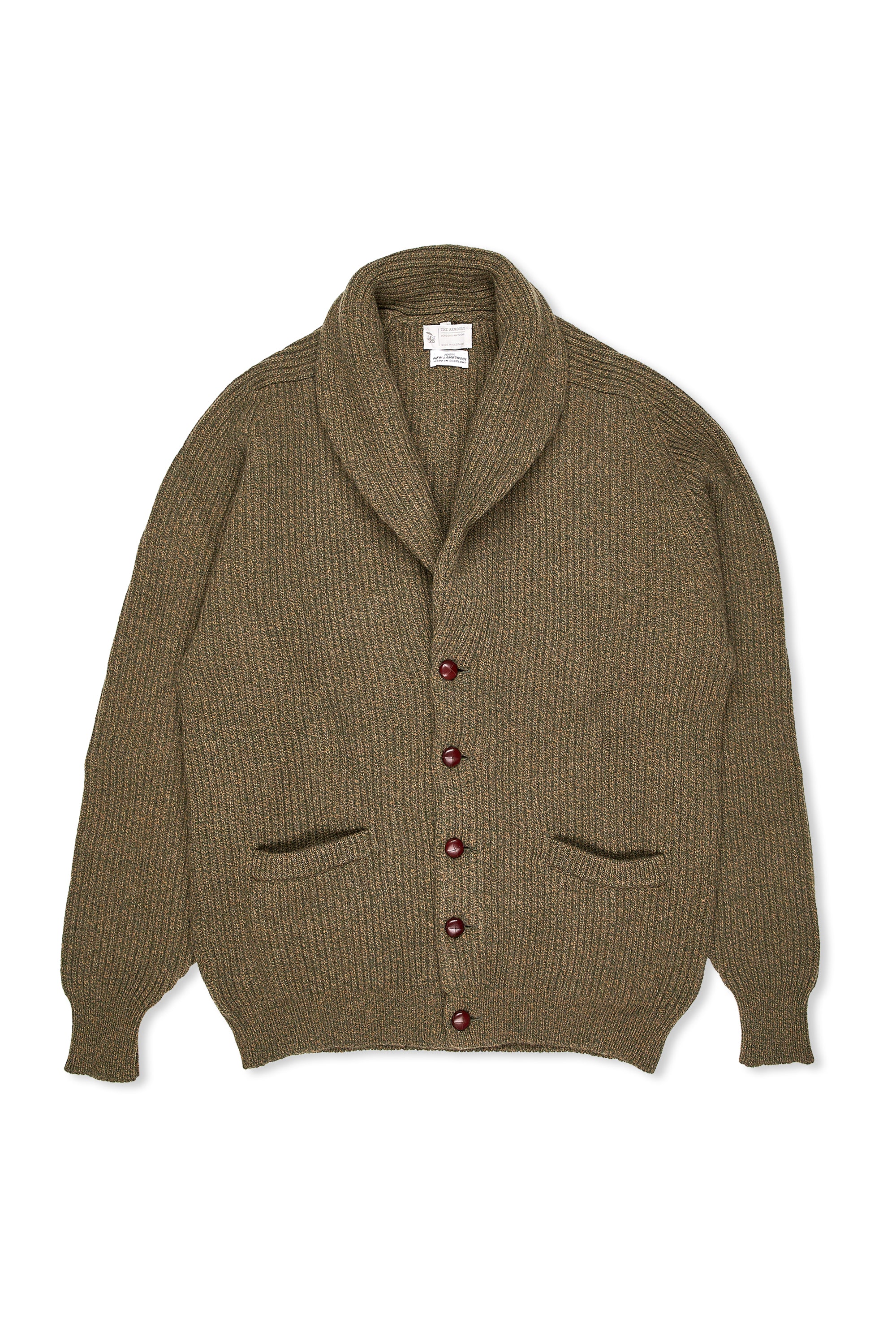 The Armoury Rosemary/Driftwood 4-ply Lambswool Shawl Collar Cardigan