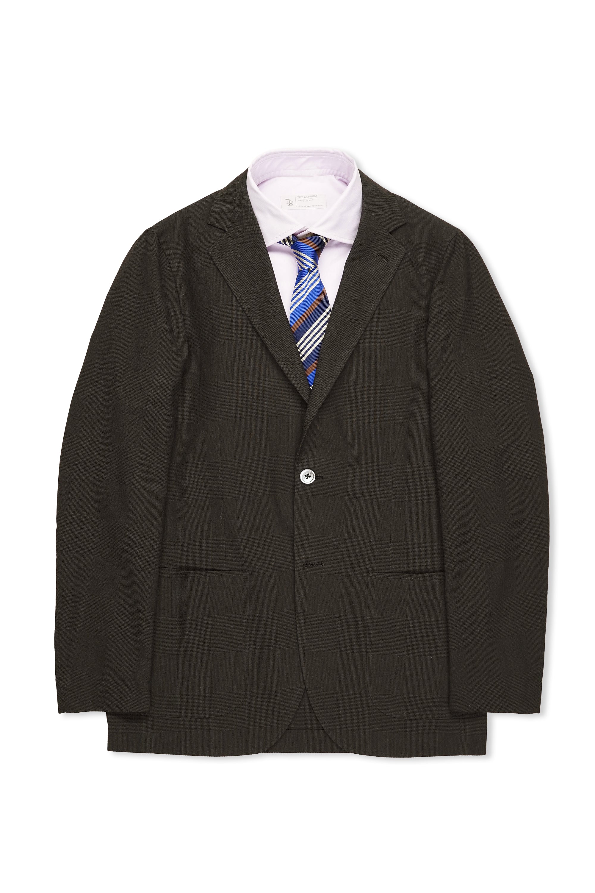 Ring Jacket Model 298 Dark Brown Prince of Wales Check Cotton/Wool Sport Coat