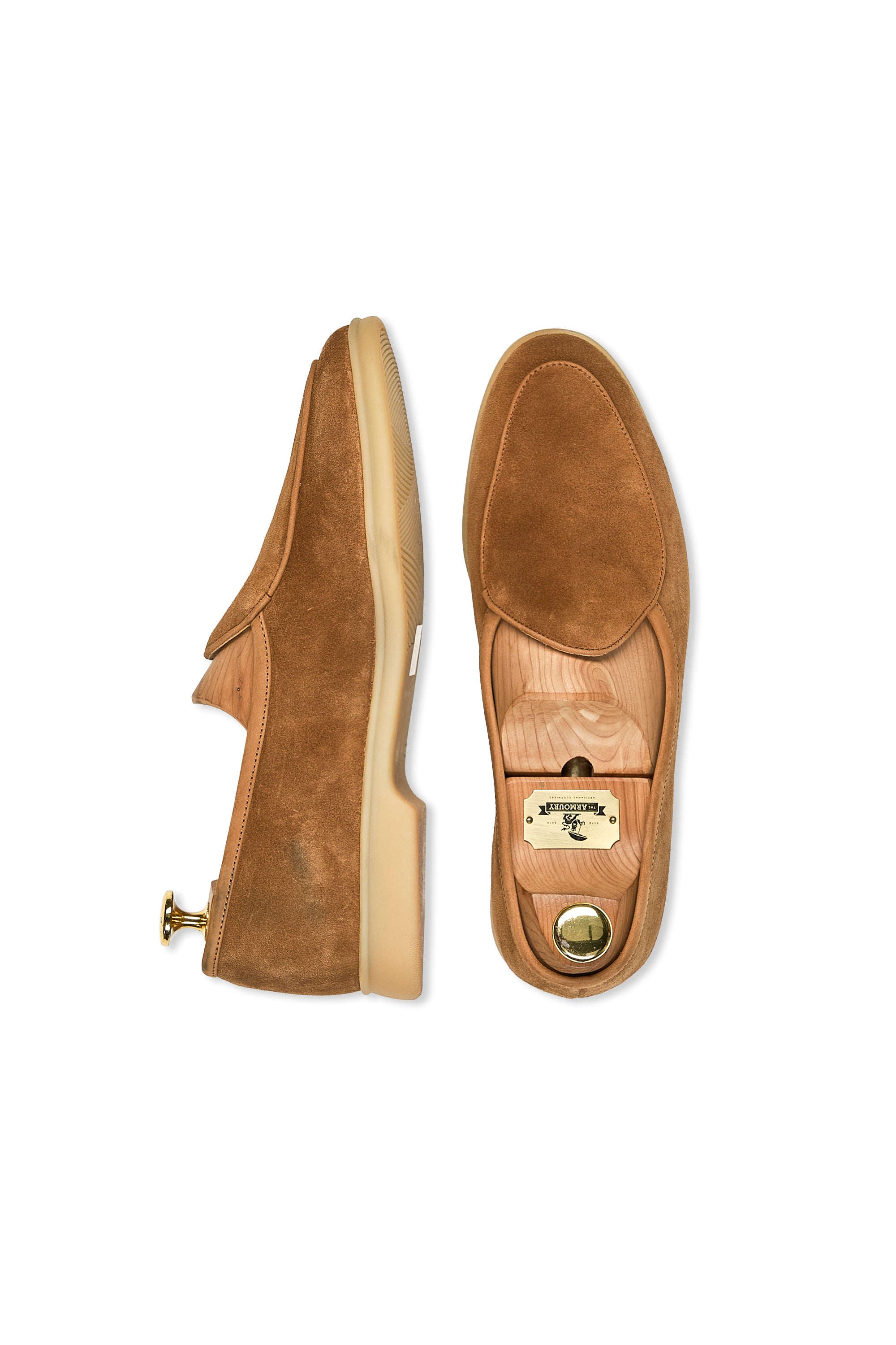 Baudoin & Lange Earth Sagan Calf Suede Stride Plain with Natural Rubber Sole Loafers *new with defect*
