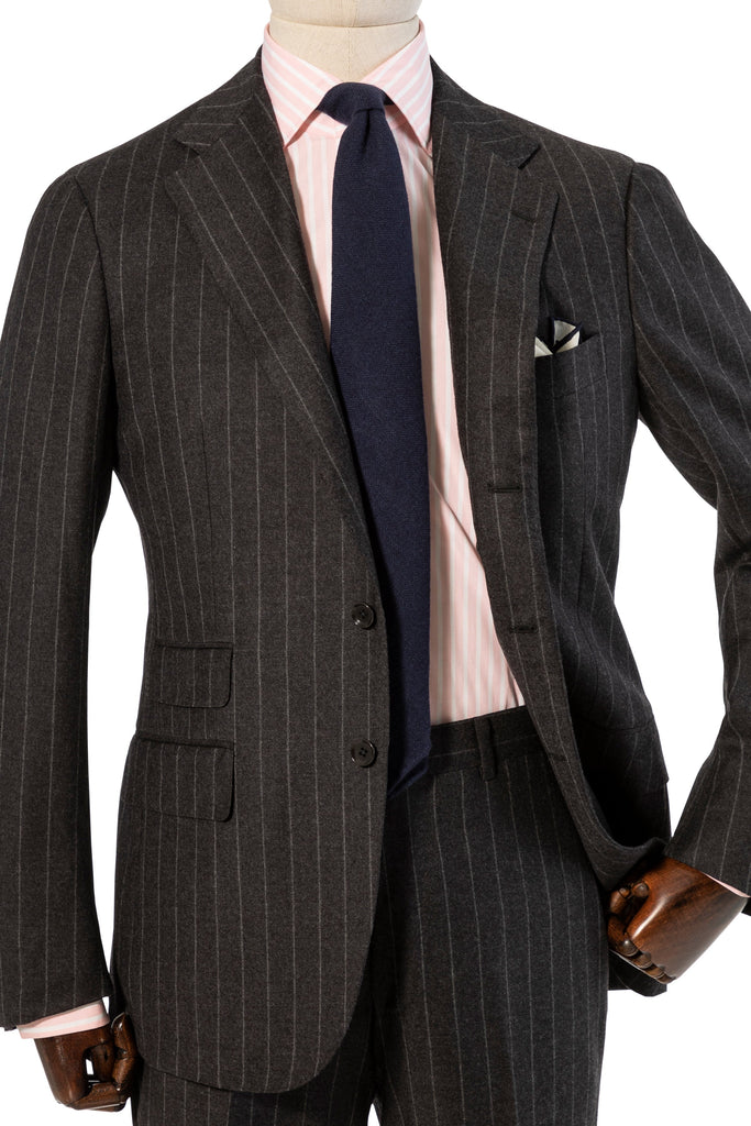 The Armoury by Ring Jacket Model 3A Grey Dormeuil Flannel Chalkstripe