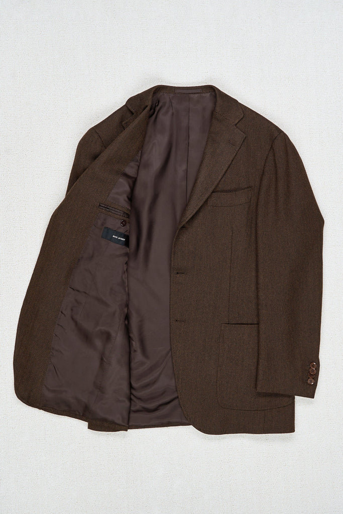 Ring Jacket 184 Dark Brown Herringbone Wool Sport Coat – Drop 93