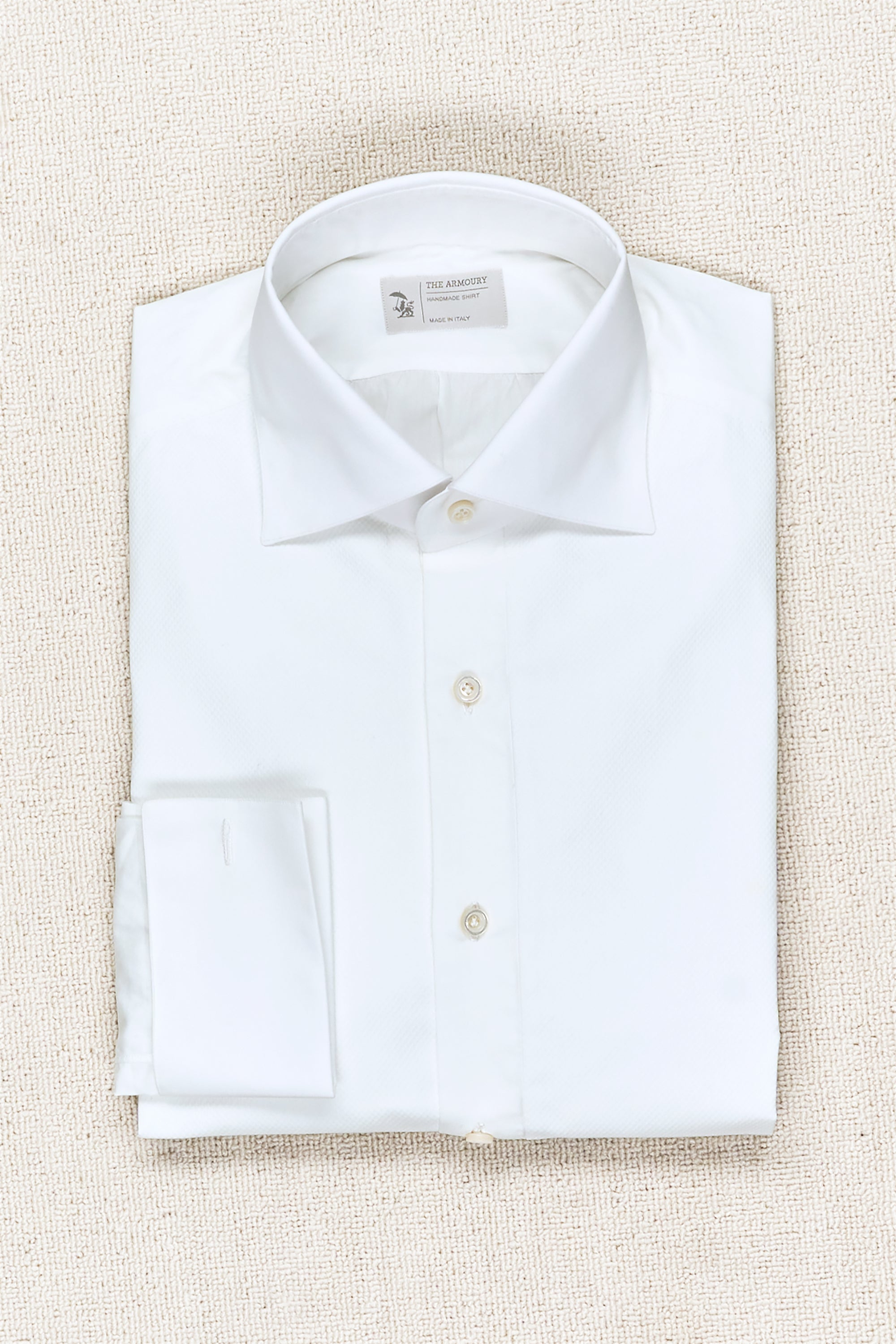 The Armoury White Cotton Tuxedo Shirt MTO *sample*