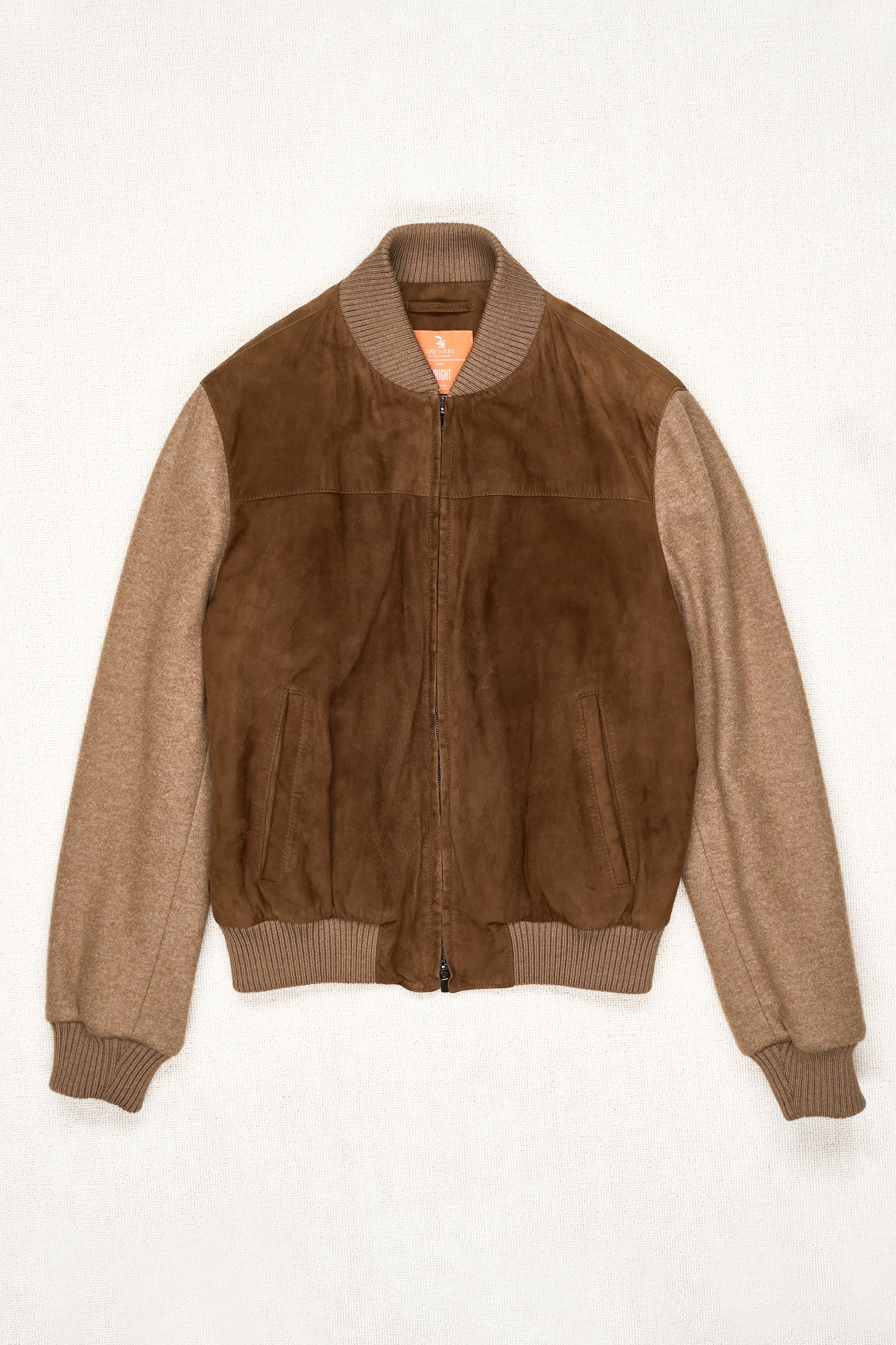 The Armoury Brown Suede Cashmere Varsity Jacket
