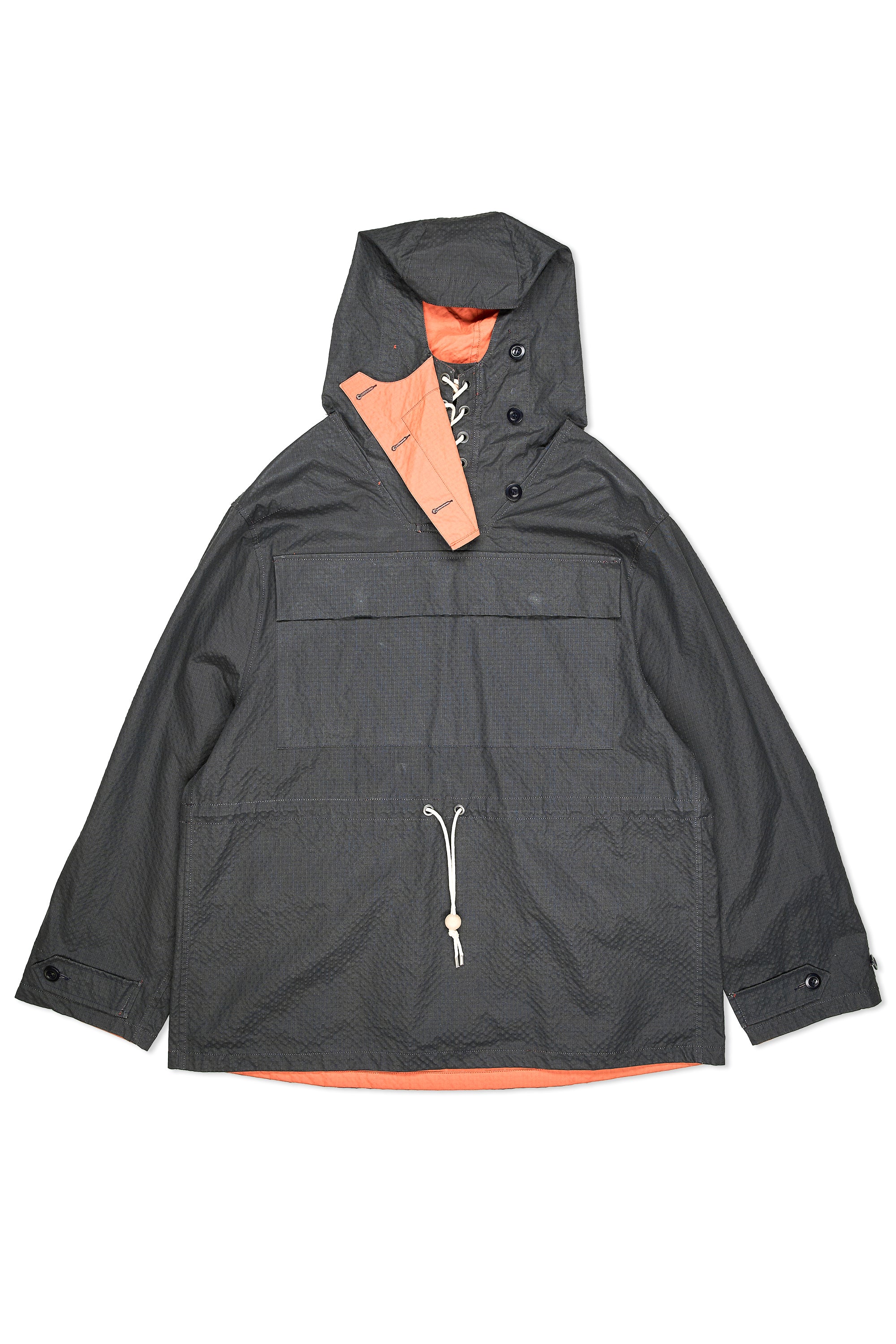 Nigel Cabourn Dark Navy/Peach Liam OW-1 Long Cotton Smock Reversible Pullover