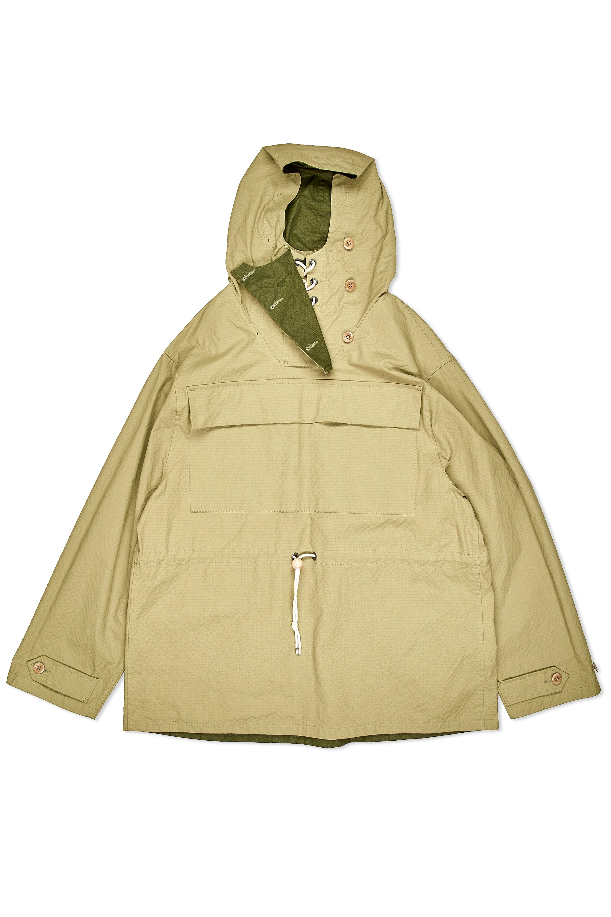 Nigel Cabourn Green/Khaki Liam OW-1 Long Cotton Smock Reversible Pullover