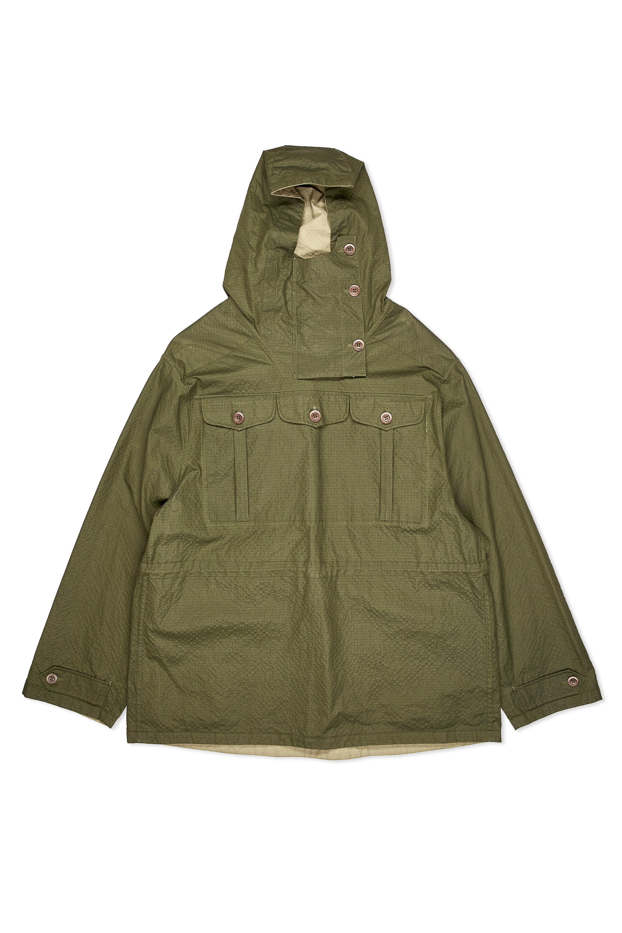 Nigel Cabourn Green/Khaki Liam OW-1 Long Cotton Smock Reversible Pullover