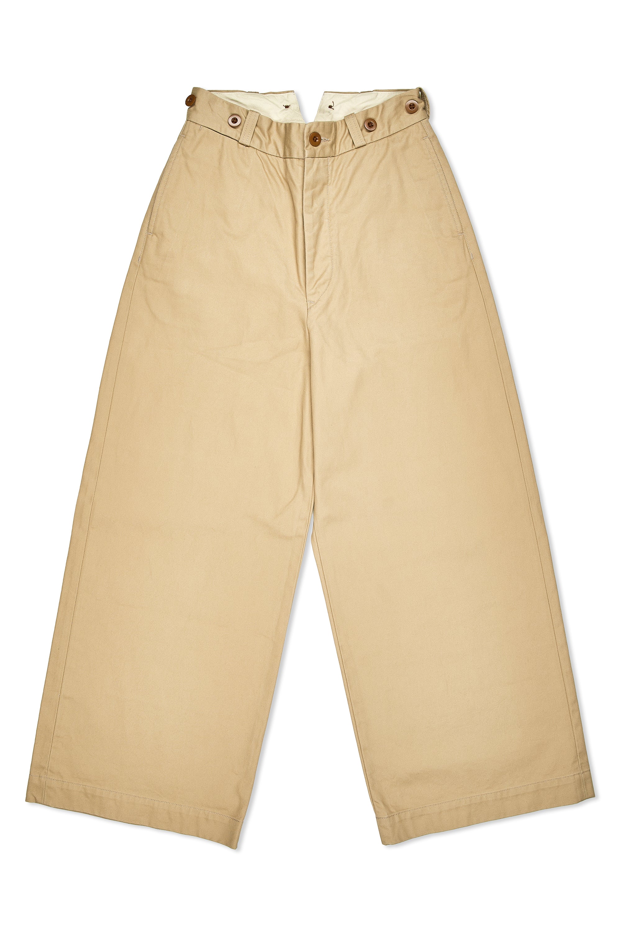 Nigel Cabourn Ladies Beige Classic Wide Chino Pants