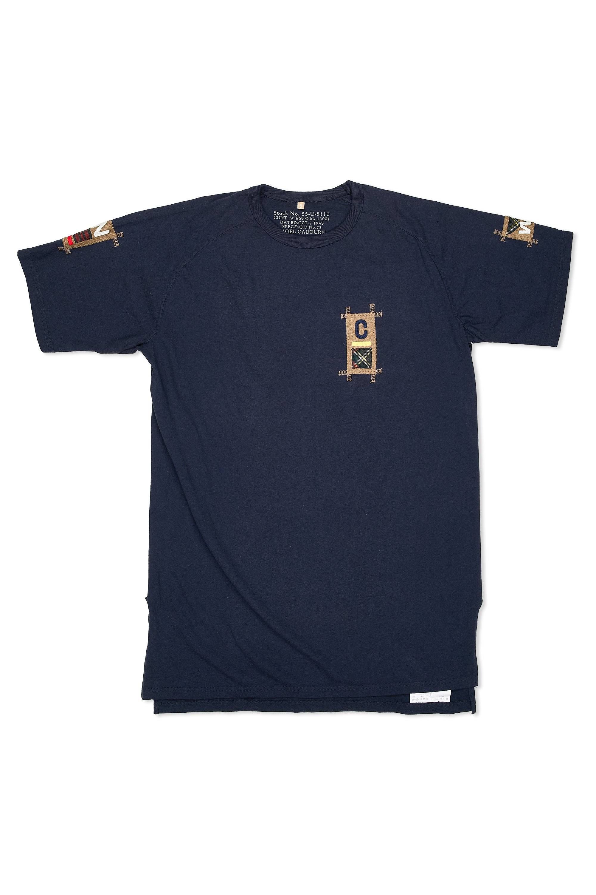 Nigel Cabourn Ladies Navy Badges Cotton Long T-Shirt