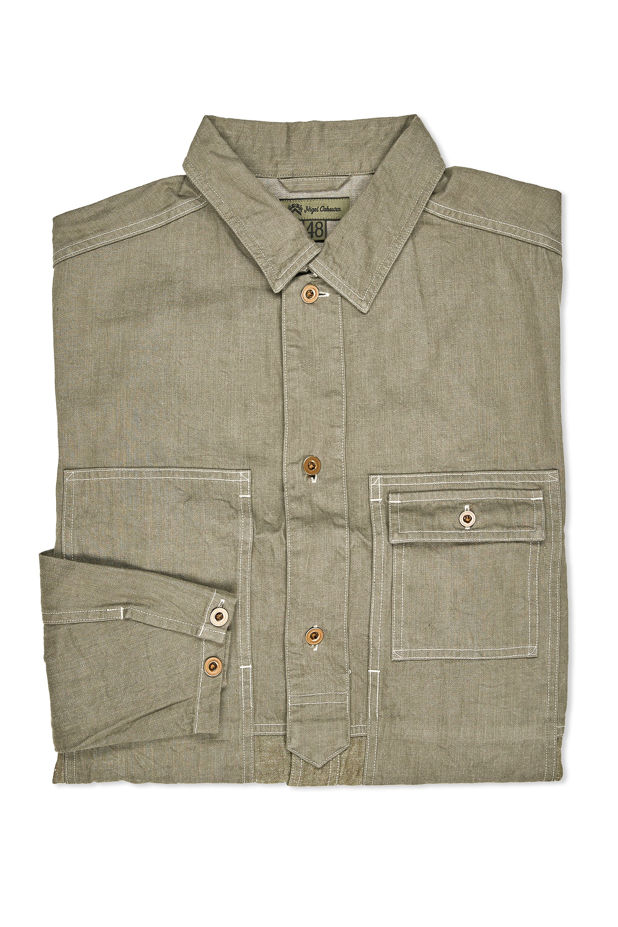 Nigel Cabourn Green Utility T2 10oz Denim Shirt