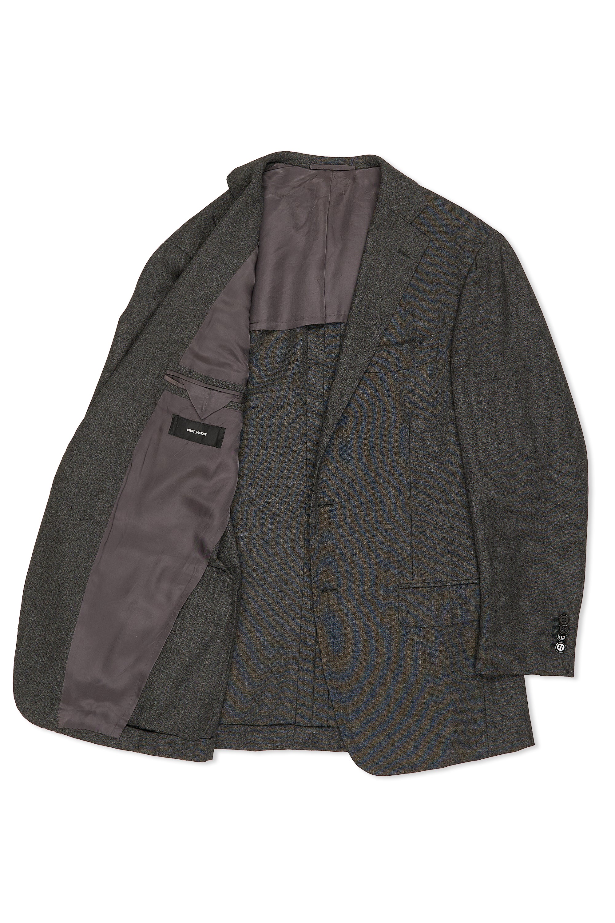 Ring Jacket Dark Grey Wool Suit
