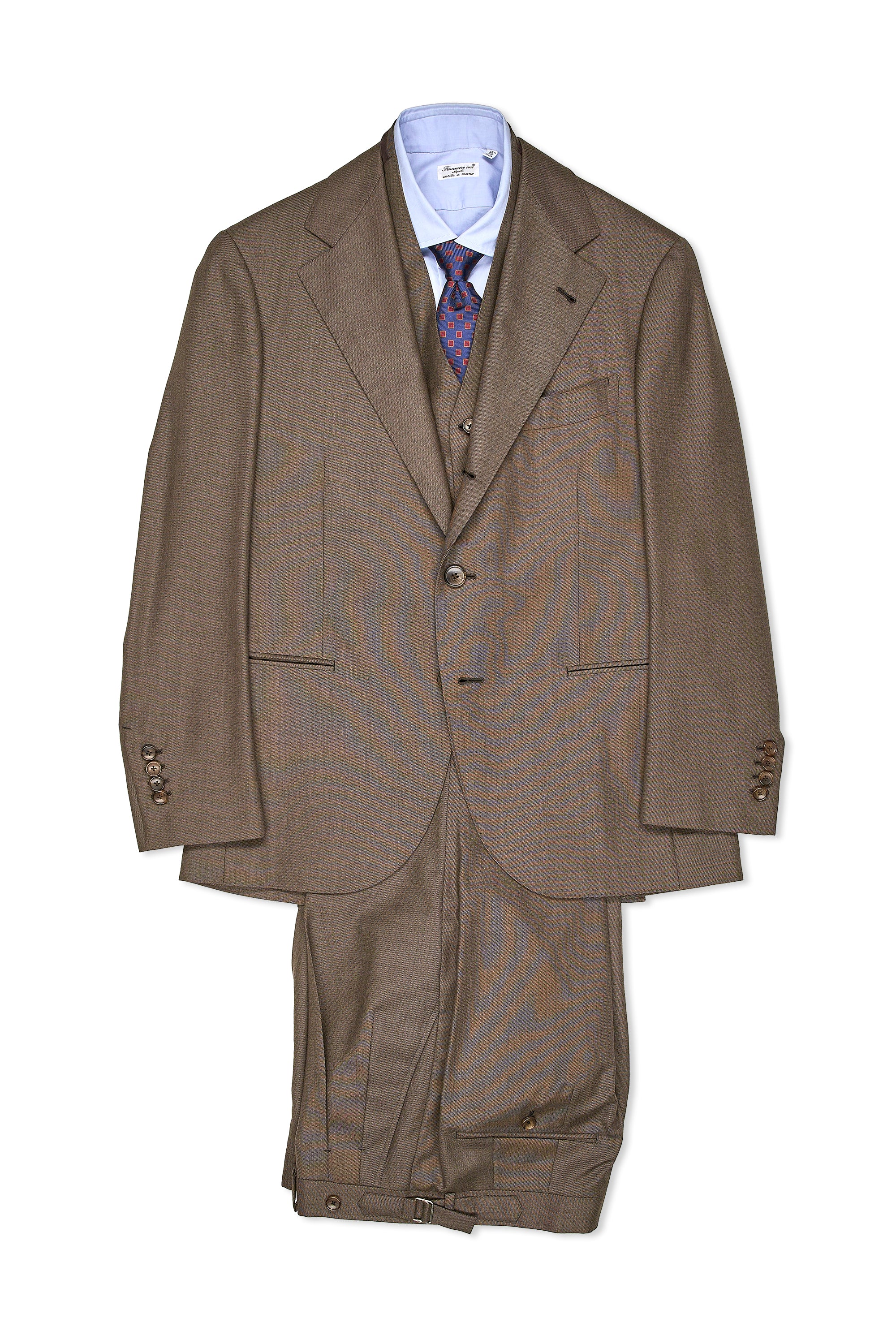 B&Tailor Brown Cashmere/Wool 3 Piece Suit MTM