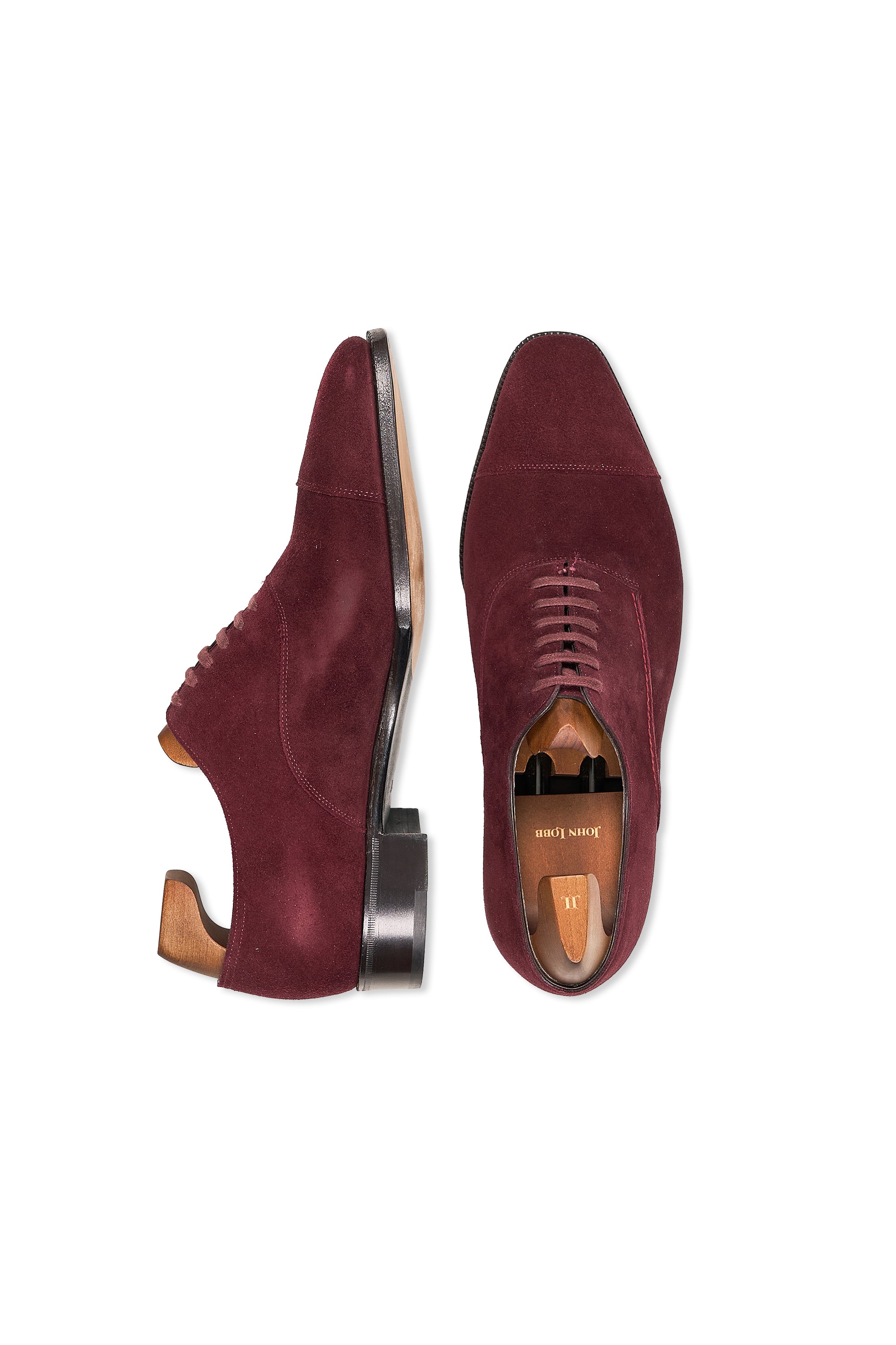 John Lobb Prune Suede Oxfords