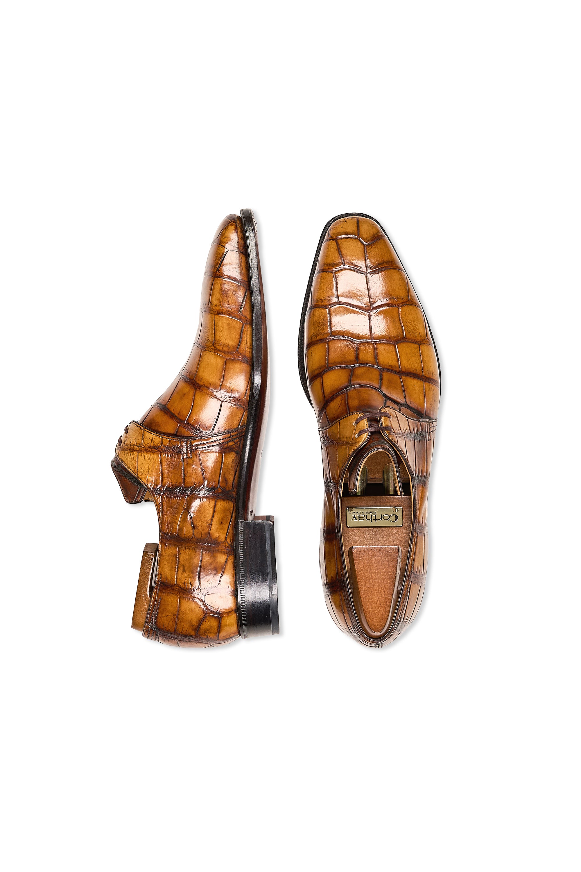 Corthay Arca Vieux Bois Alligator Derby Shoes MTO