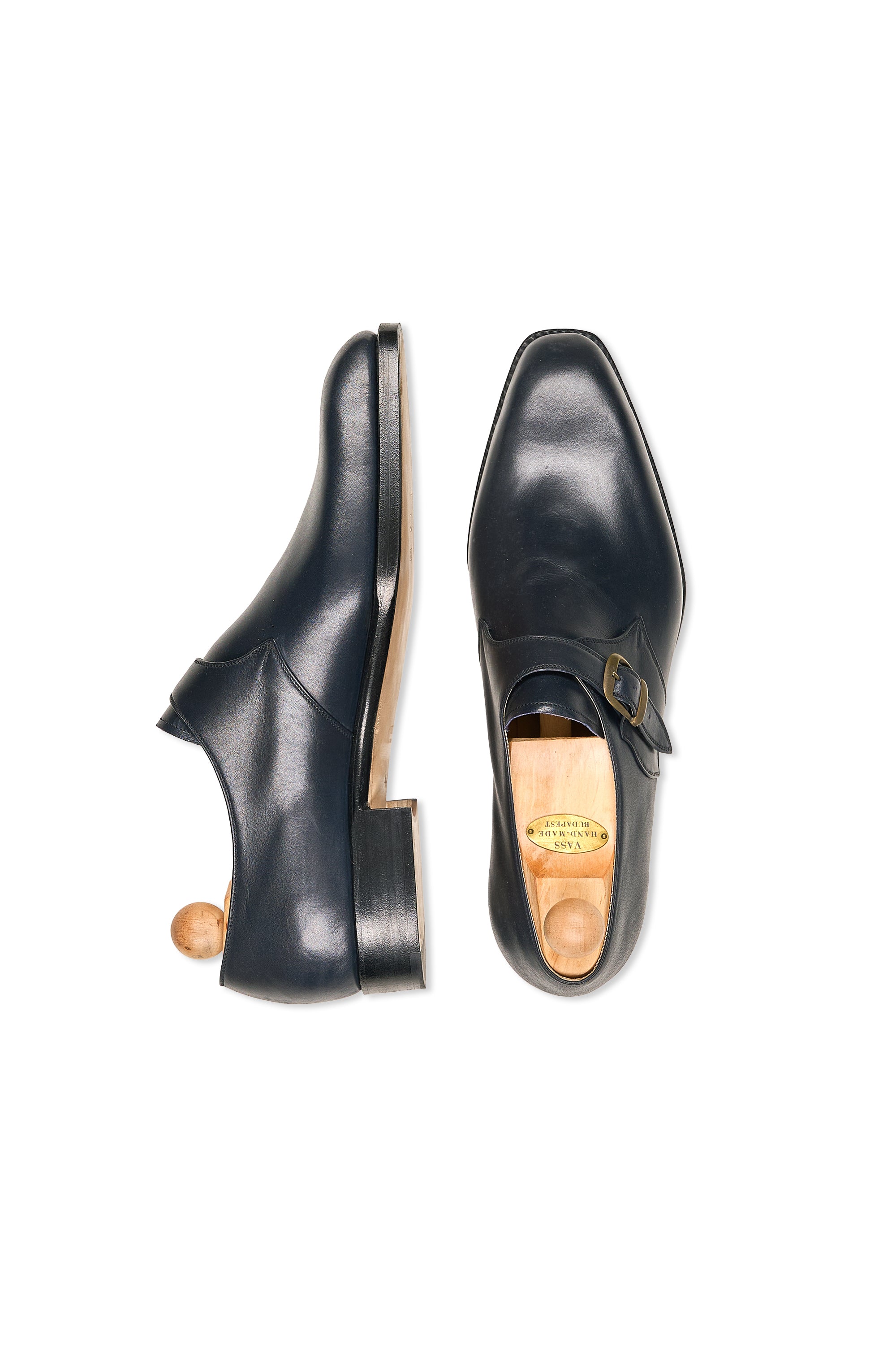 Vass Navy Blue Calf Single Monk Shoes MTO