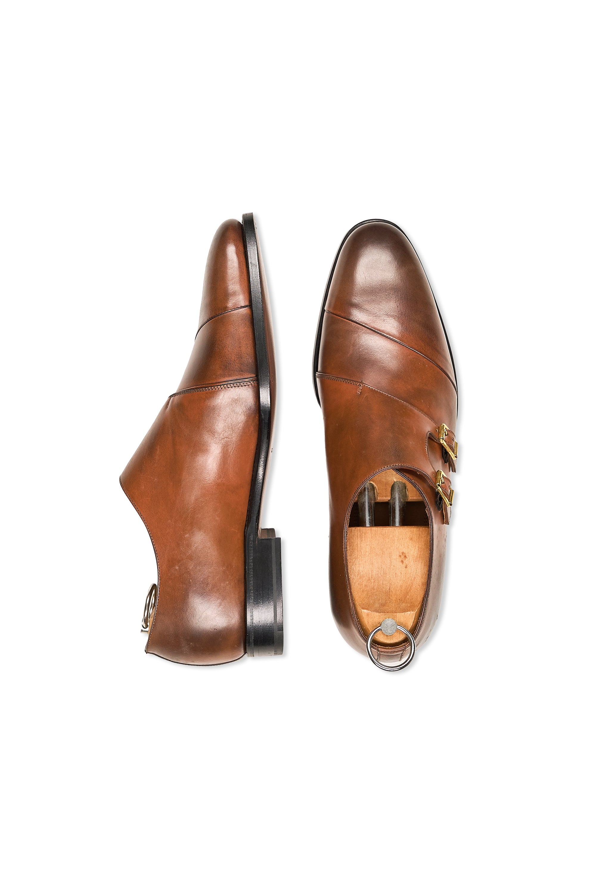 Kiton Brown Calf Double Monk Shoes