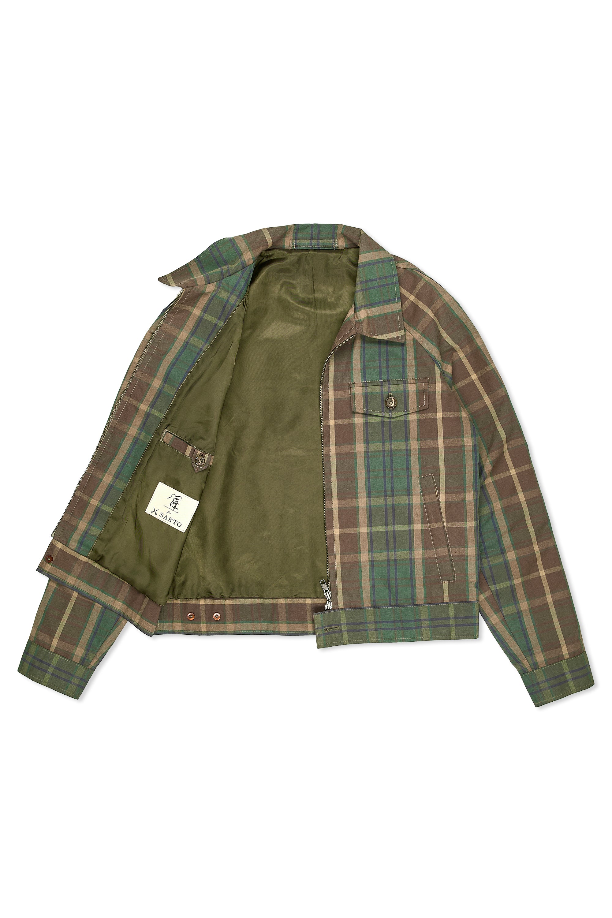 Craftsman Hong Kong Green/Beige/Brown Check Cotton Jacket MTM