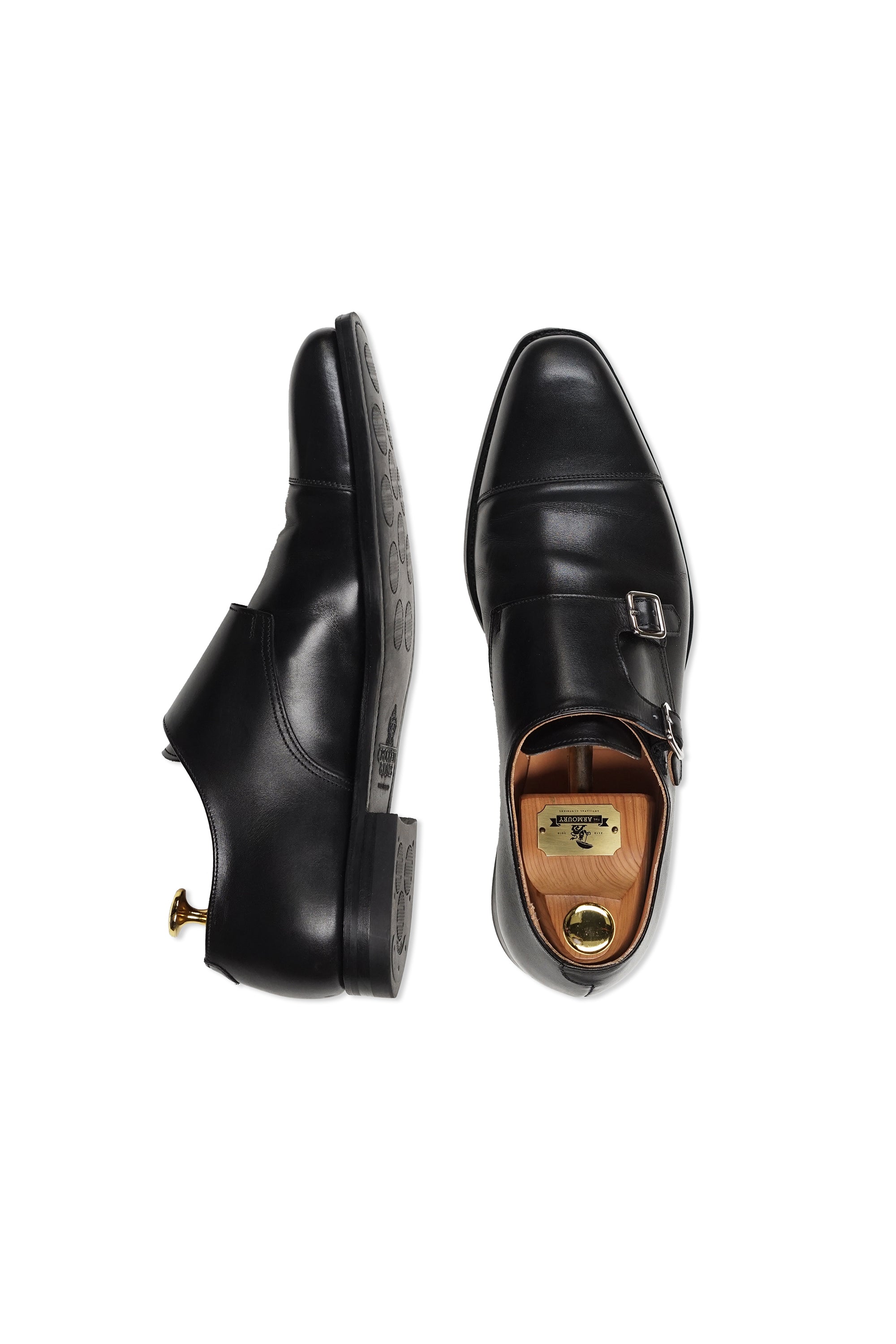 Crockett & Jones Lowndes Black Calf Double Monk Shoes