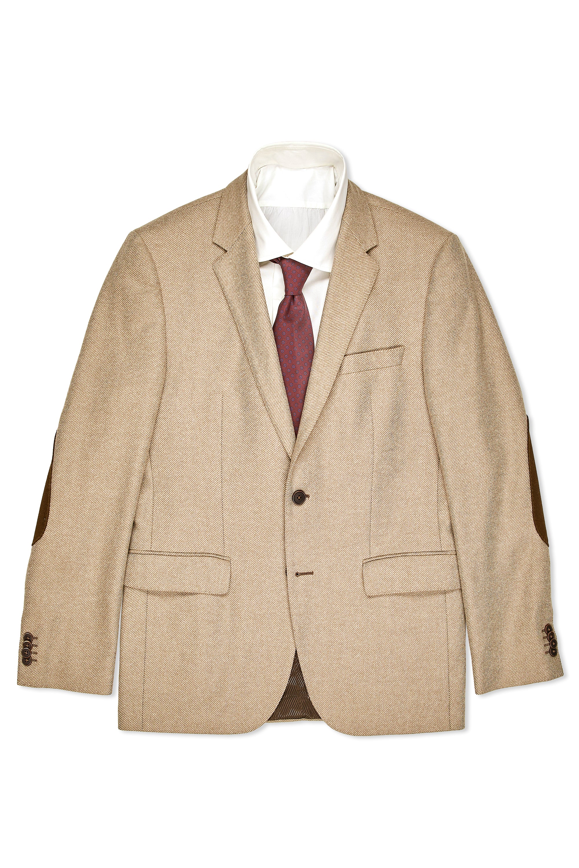 Hugo Boss Beige Wool Twill Sport Coat with Elbow Patches