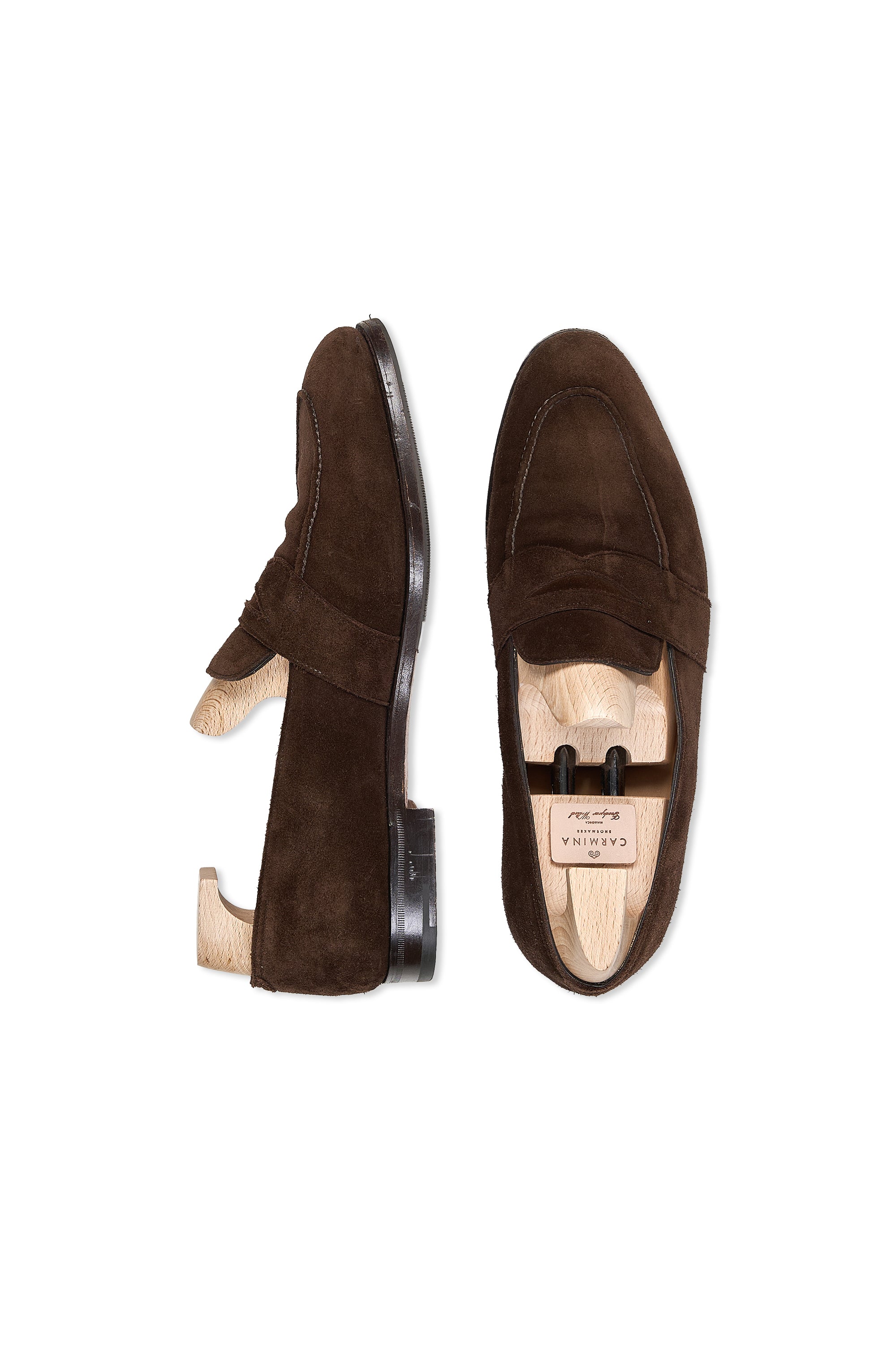 John Lobb Dark Brown Suede Penny Loafers