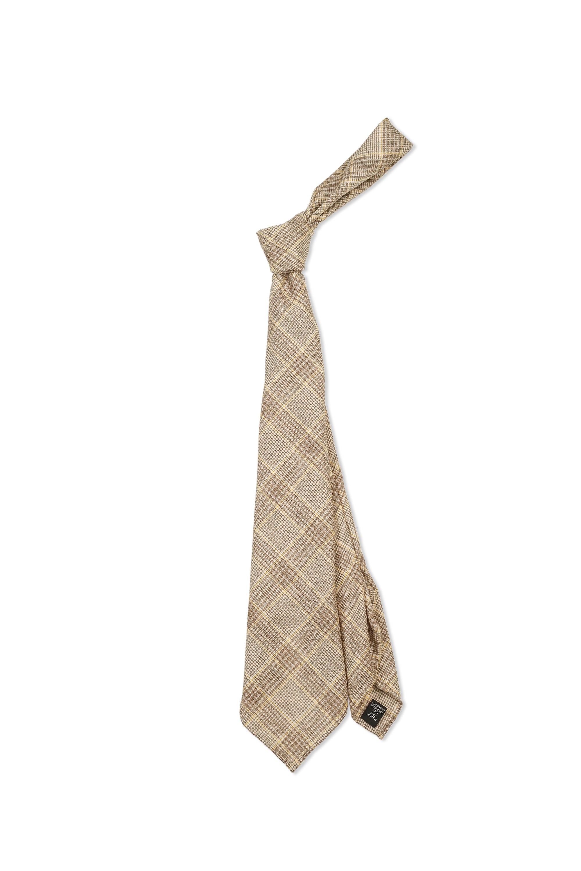 Atto Vannucci Beige/Brown/Orange Check Wool Tie