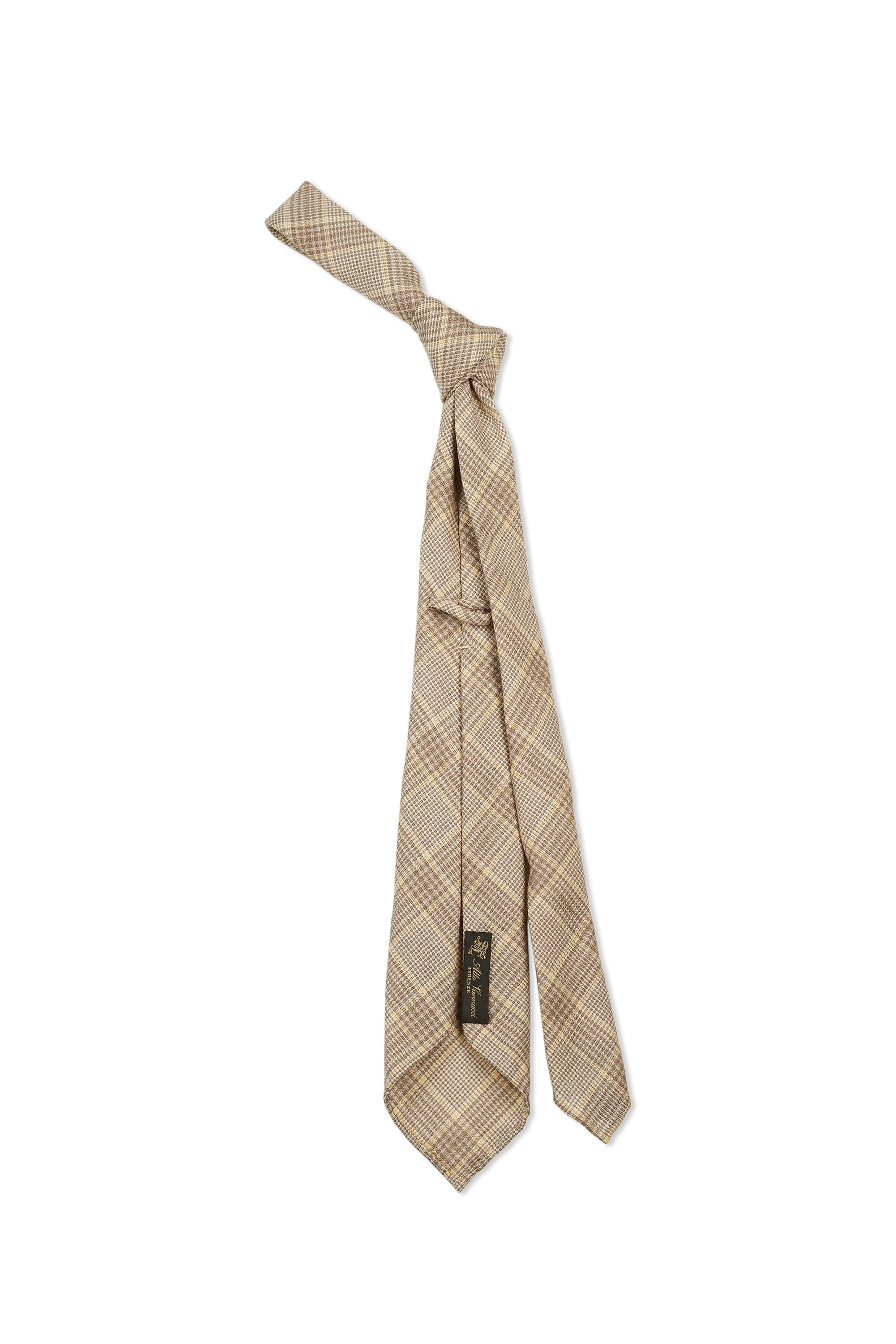 Atto Vannucci Beige/Brown/Orange Check Wool Tie