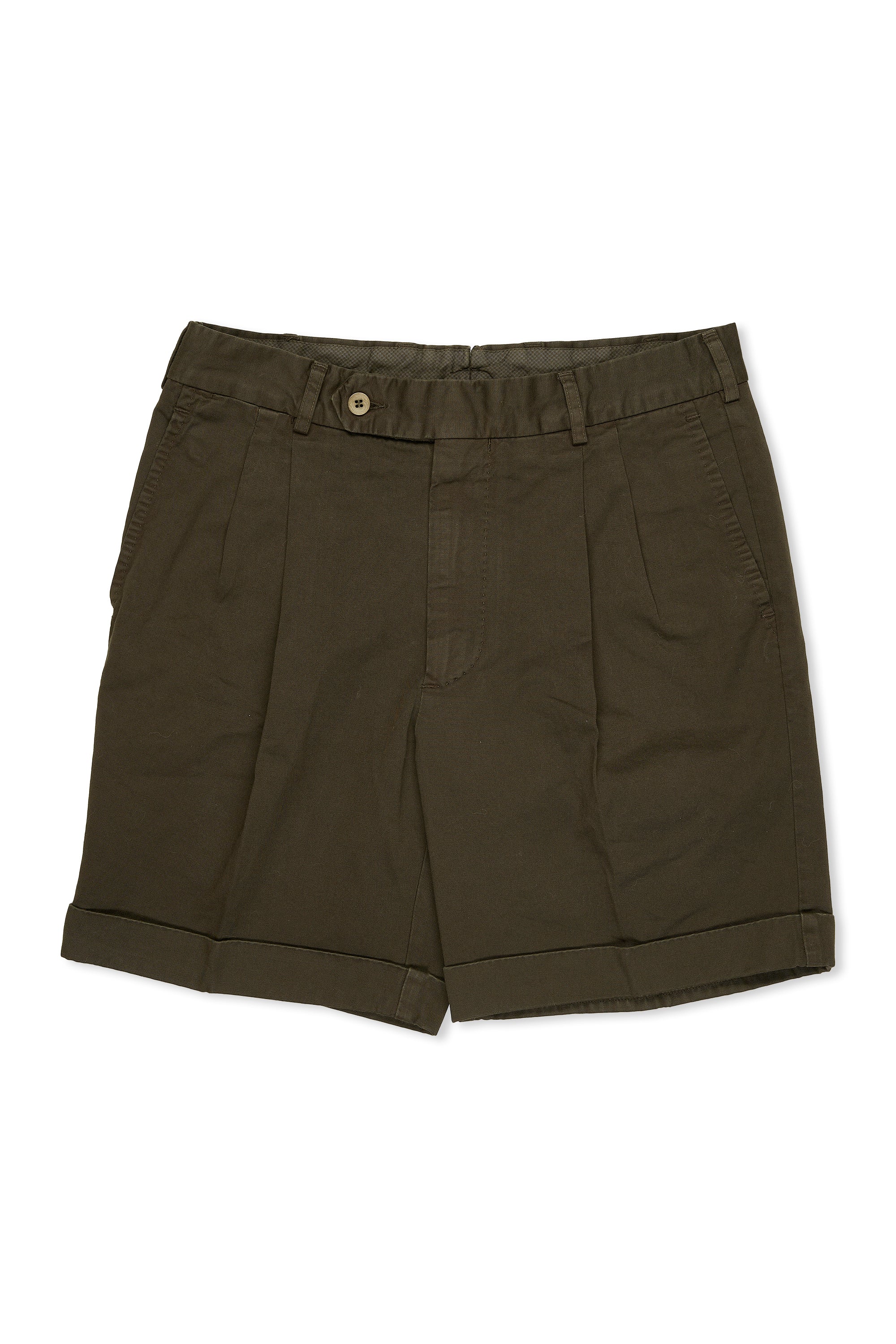 Permanent Style Dark Olive Cotton Shorts