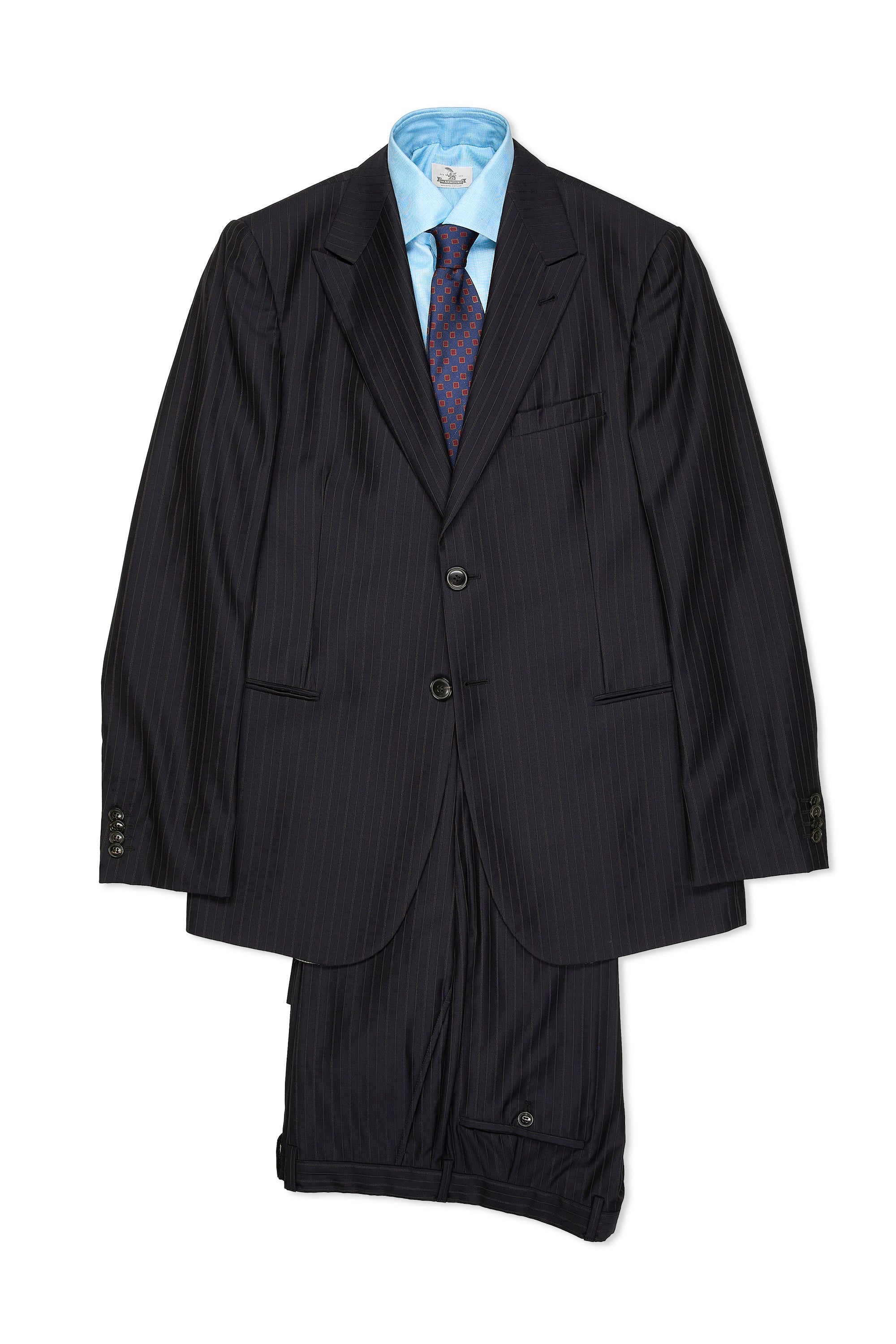 Giorgio Armani Navy with Brown Stripe Wool Suit