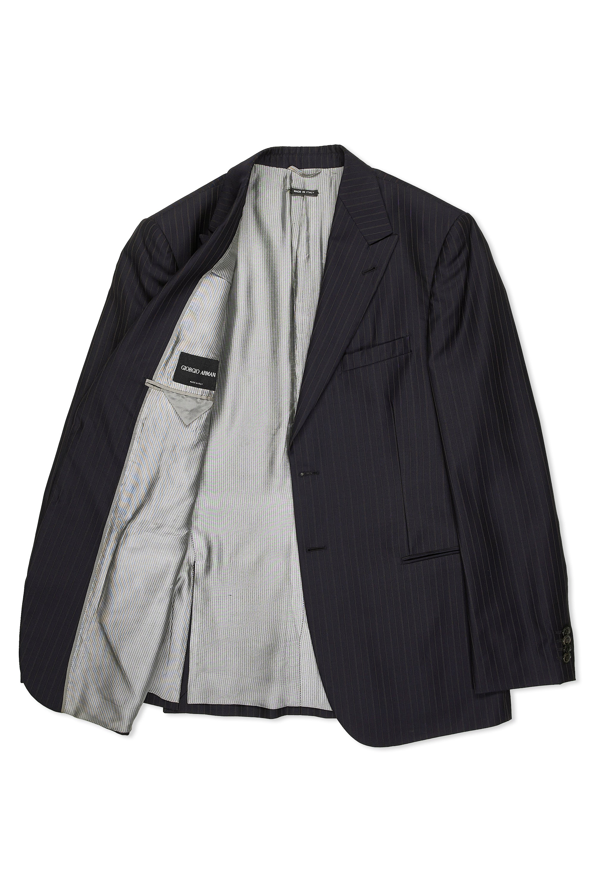 Giorgio Armani Navy with Brown Stripe Wool Suit