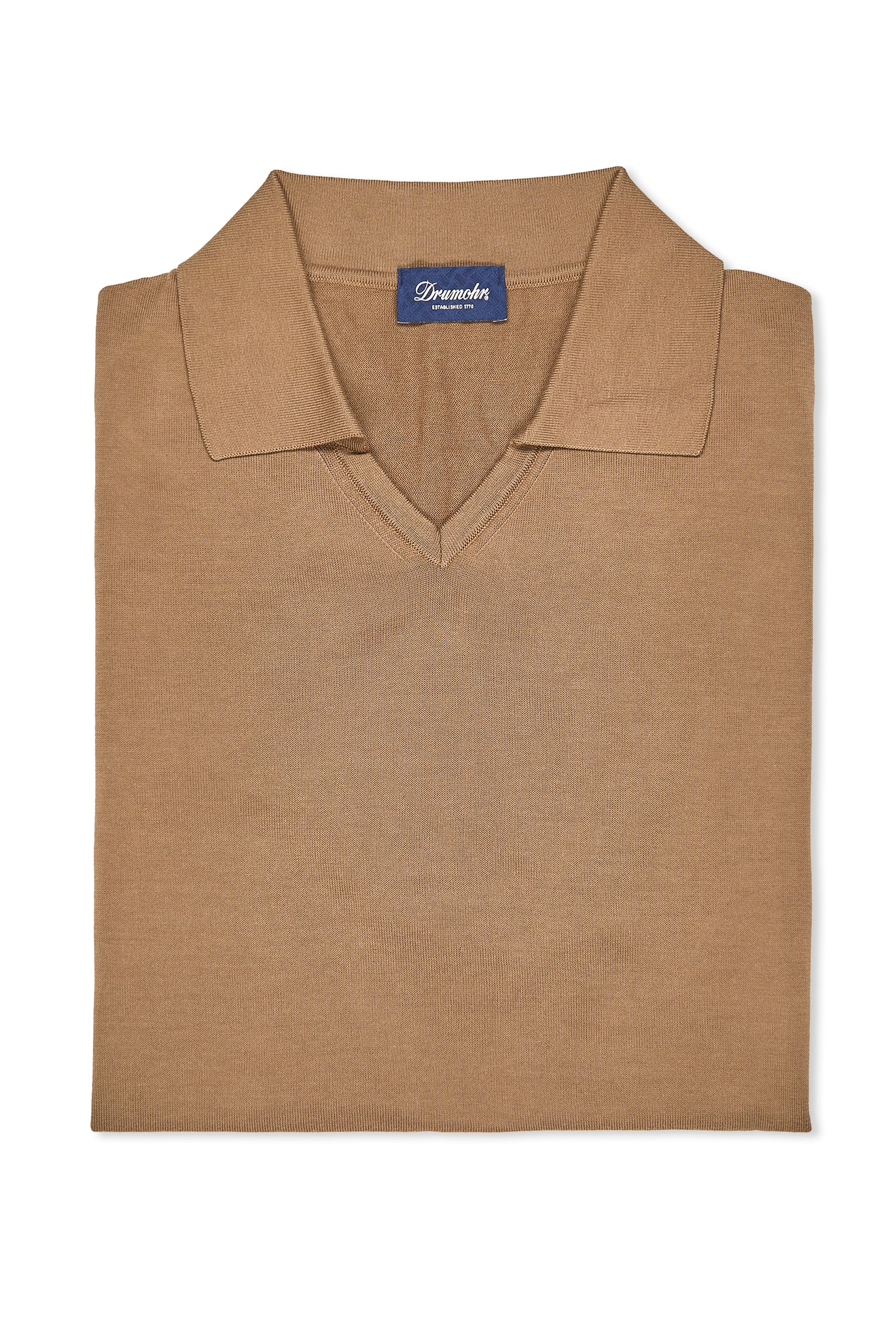 Drumohr Light Brown Cotton Short Sleeve Polo