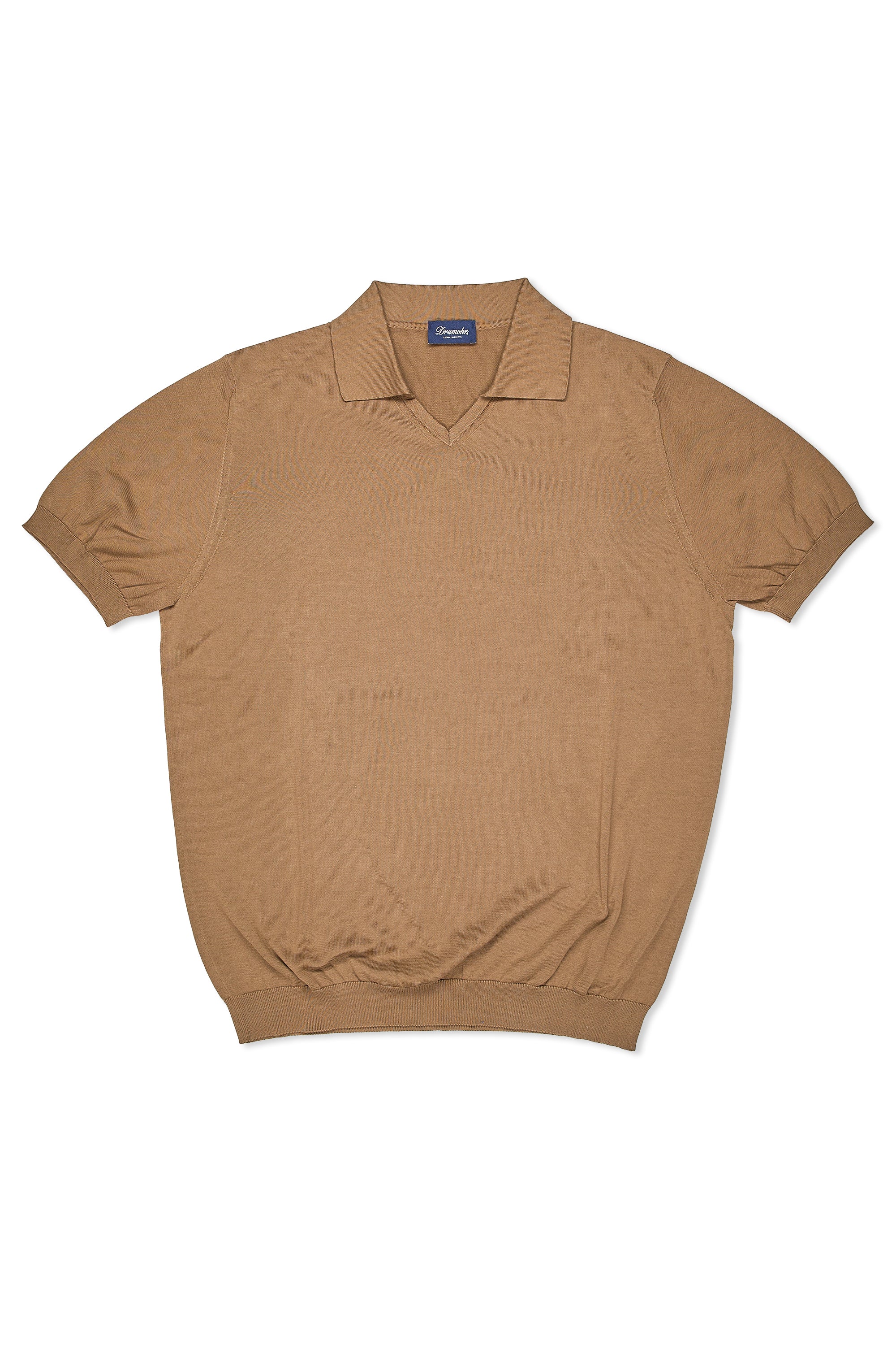 Drumohr Light Brown Cotton Short Sleeve Polo