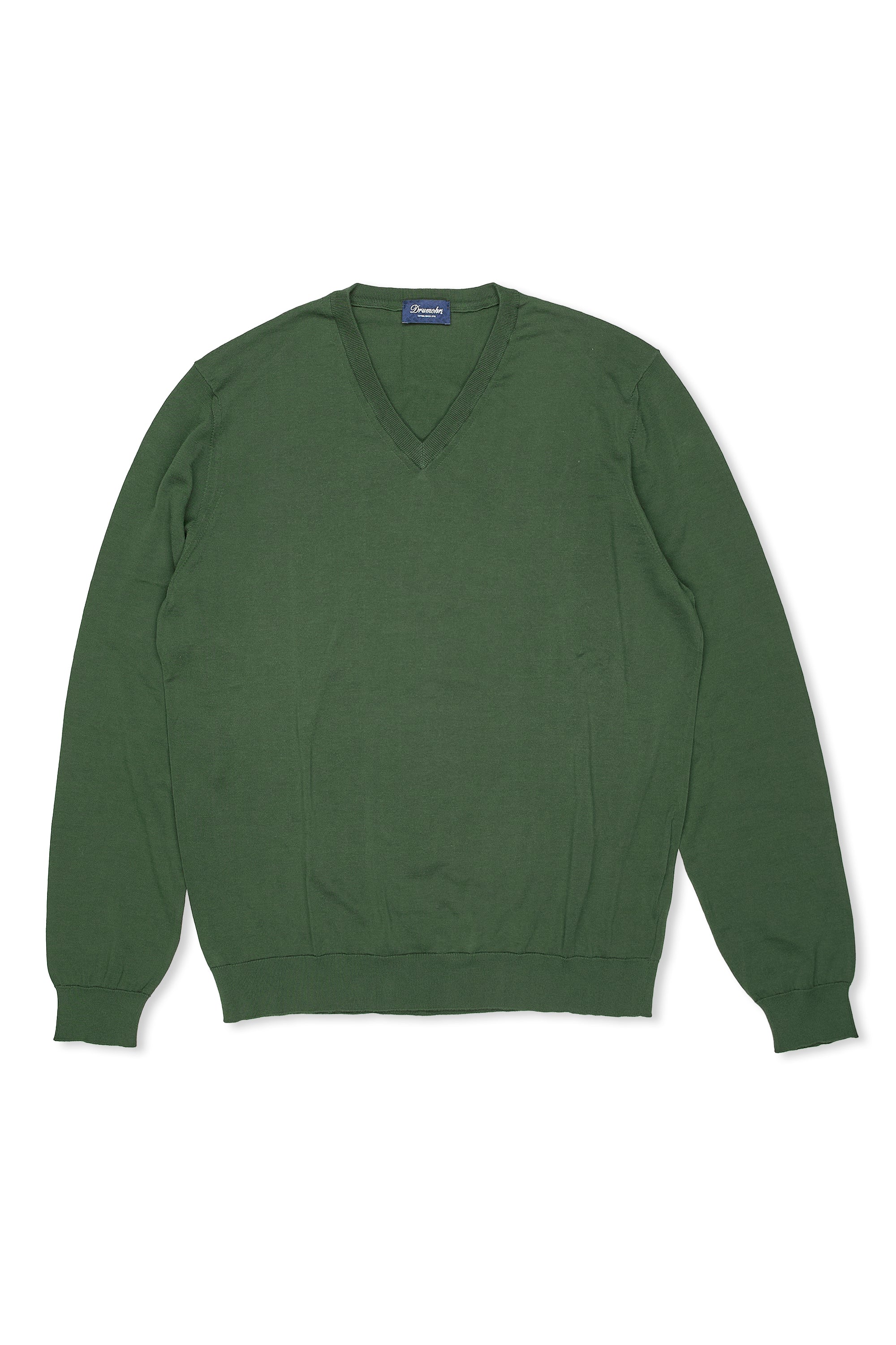 Drumohr Green Cotton V-neck Sweater