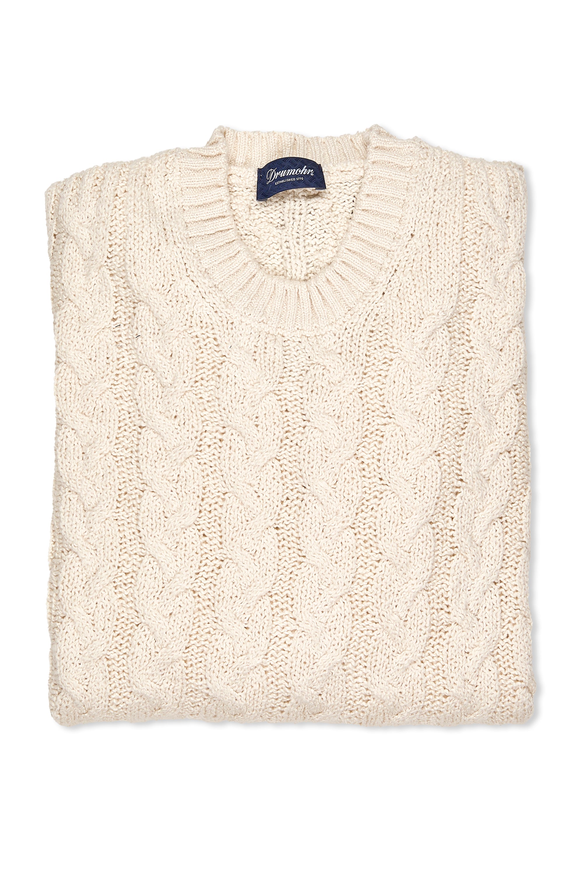 Drumohr Cream Cotton Crewneck Sweater