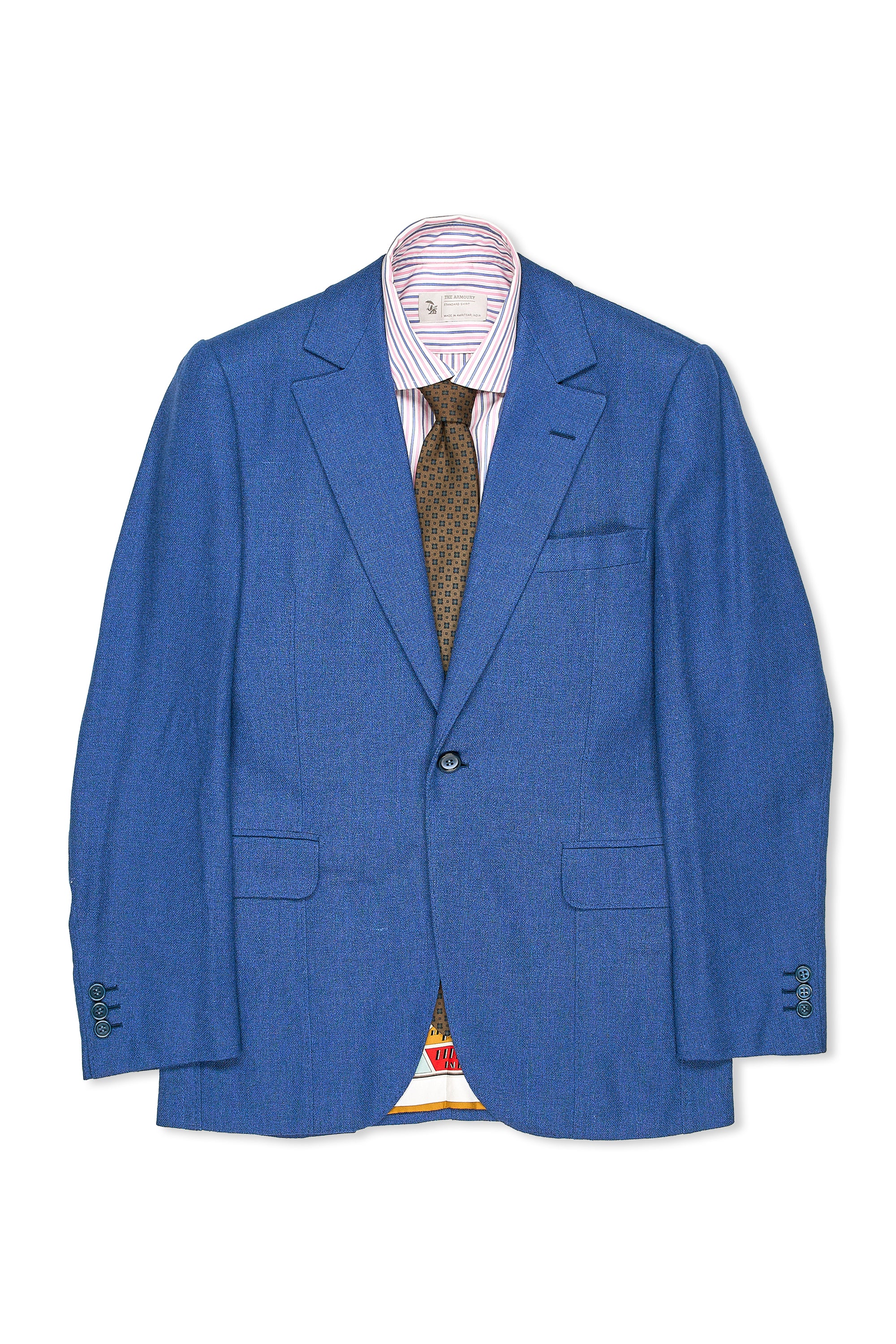 Camps De Luca Blue Wool/Silk Sport Coat with Hermes Silk Scarf Lining Bespoke