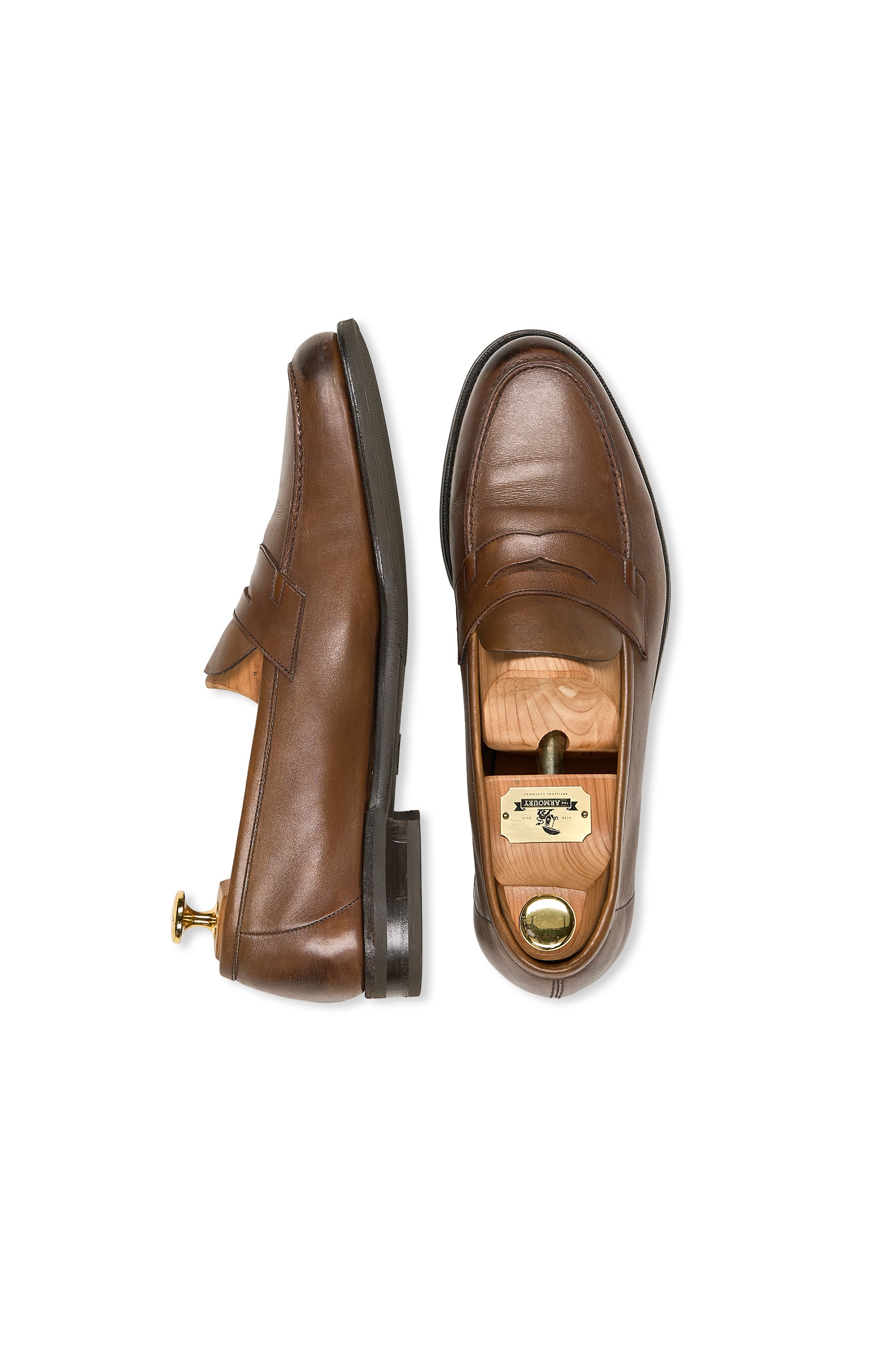 Edward Green Brown Calf Leather Penny Loafers