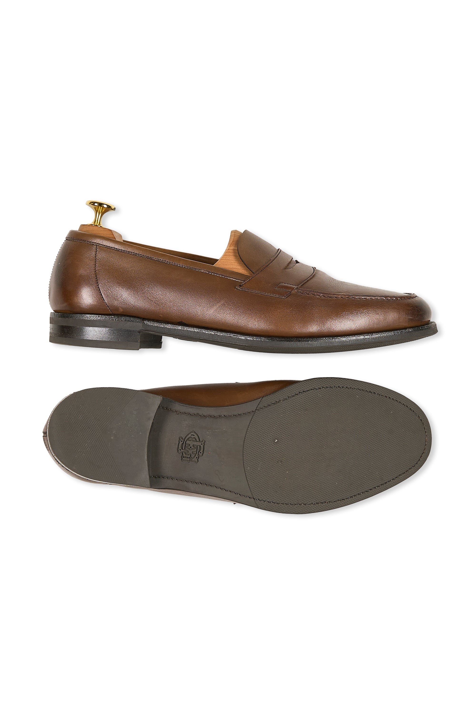 Edward Green Brown Calf Leather Penny Loafers