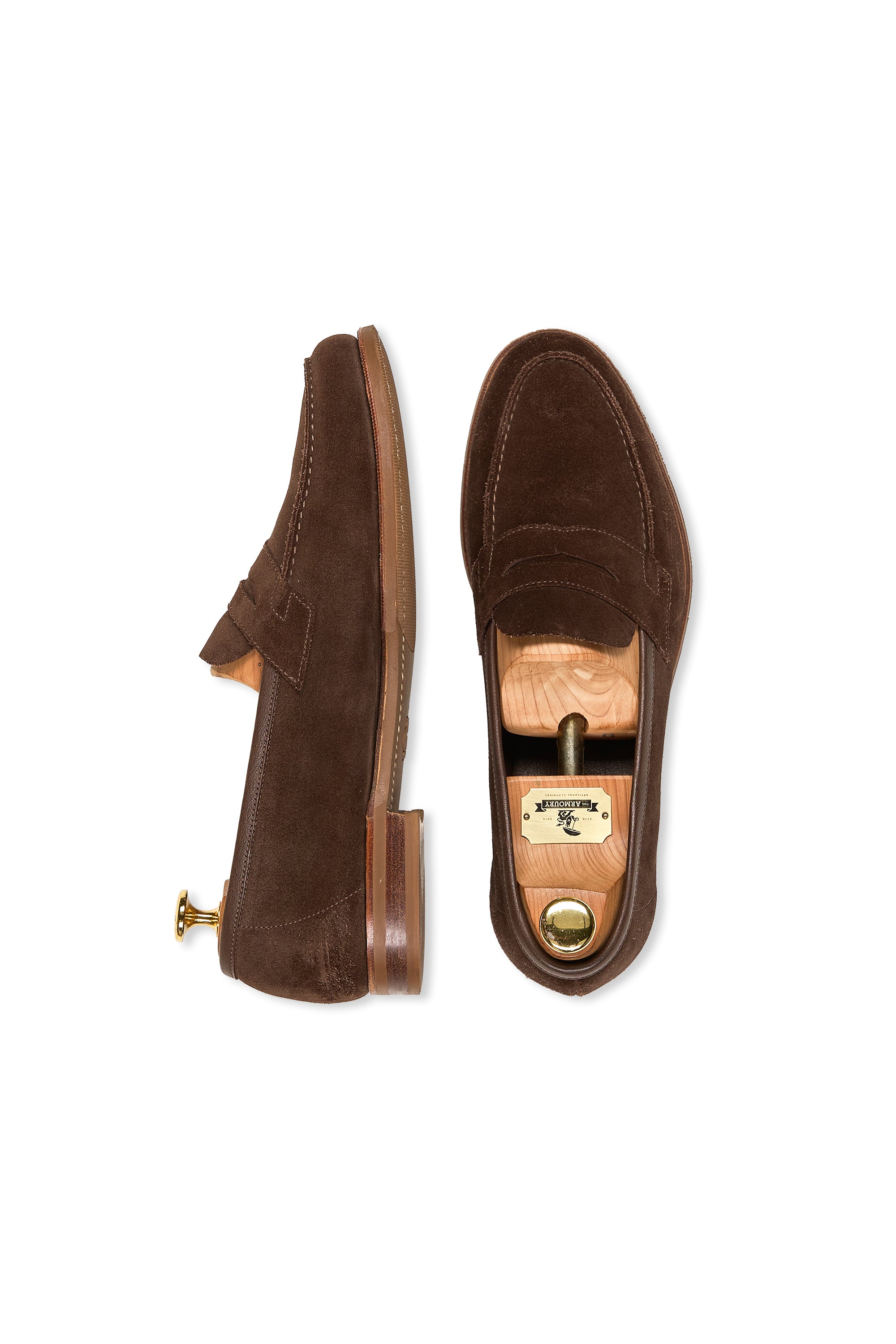 Edward Green Chocolate Suede Penny Loafers