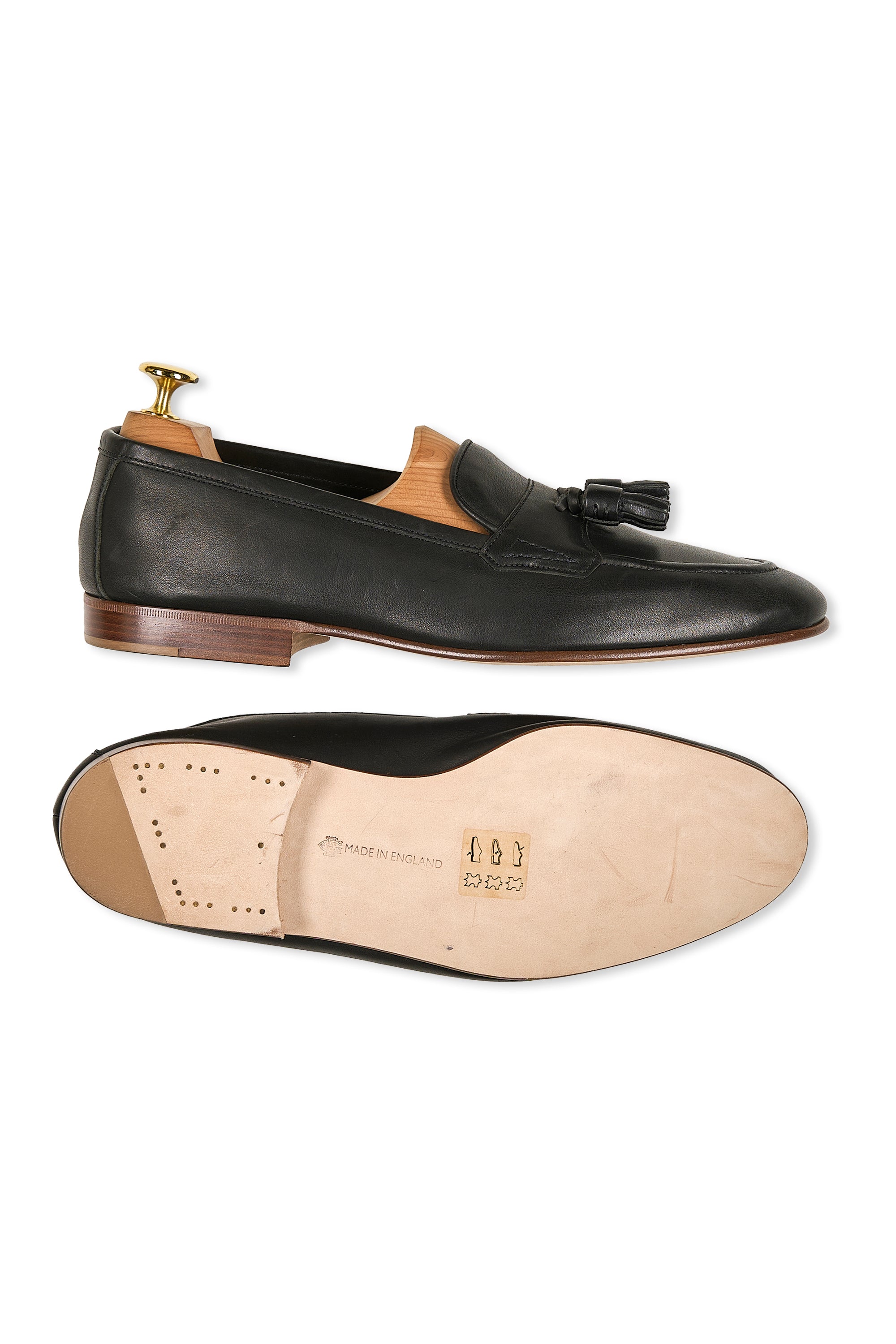Edward Green Black Calf Leather Tassel Loafers